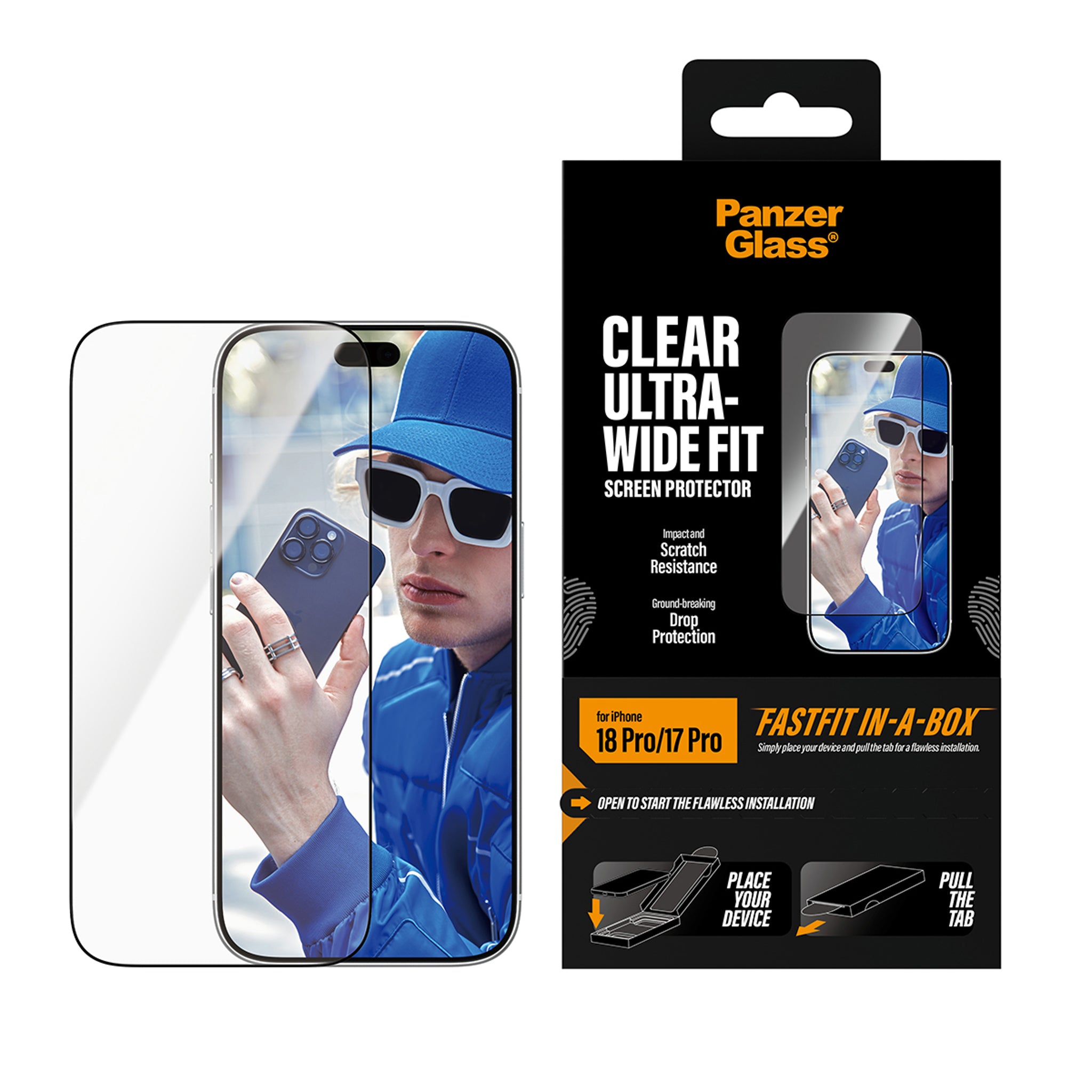 PanzerGlass® Screen Protector iPhone 18 Pro | 17 Pro | Ultra-Wide Fit w. FASTFIT IN-A-BOX