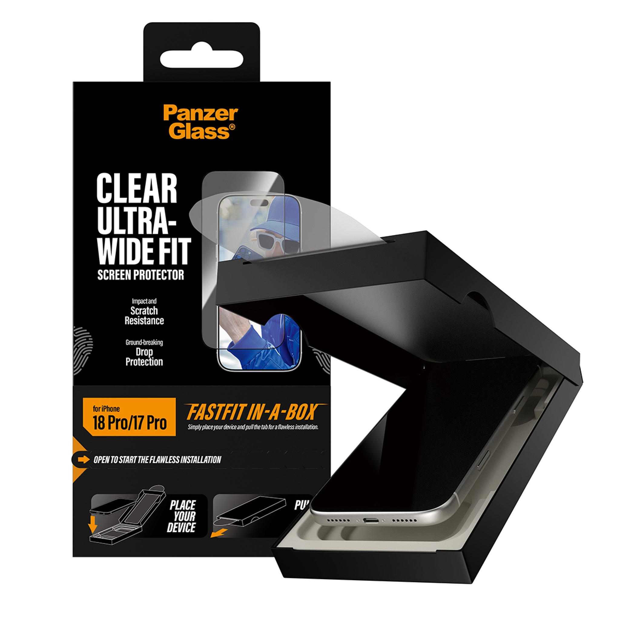 PanzerGlass® Screen Protector iPhone 18 Pro | 17 Pro | Ultra-Wide Fit w. FASTFIT IN-A-BOX