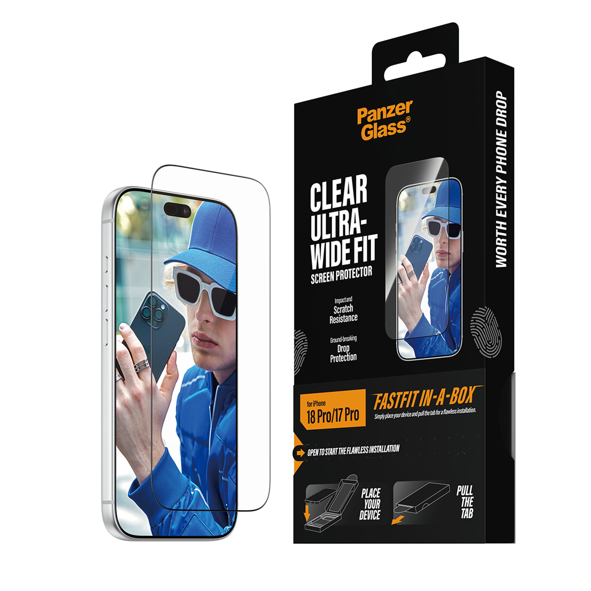 PanzerGlass® Screen Protector iPhone 18 Pro | 17 Pro | Ultra-Wide Fit w. FASTFIT IN-A-BOX