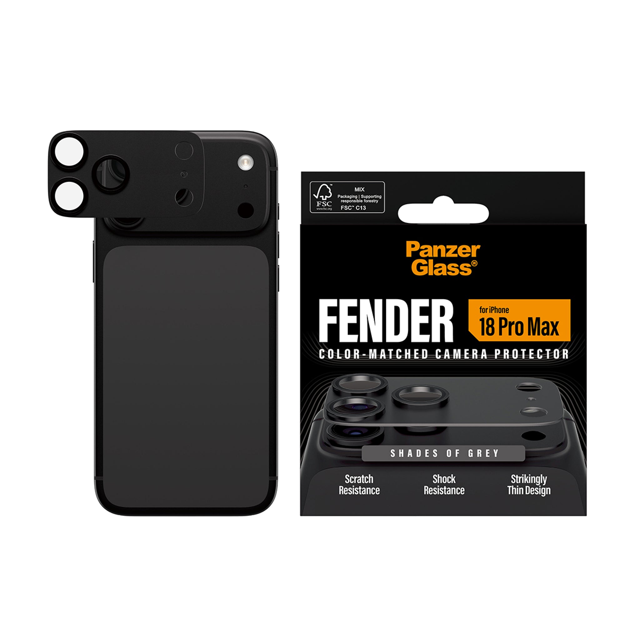 PanzerGlass® Fender Camera Protector Shades of Grey iPhone 18 Pro Max