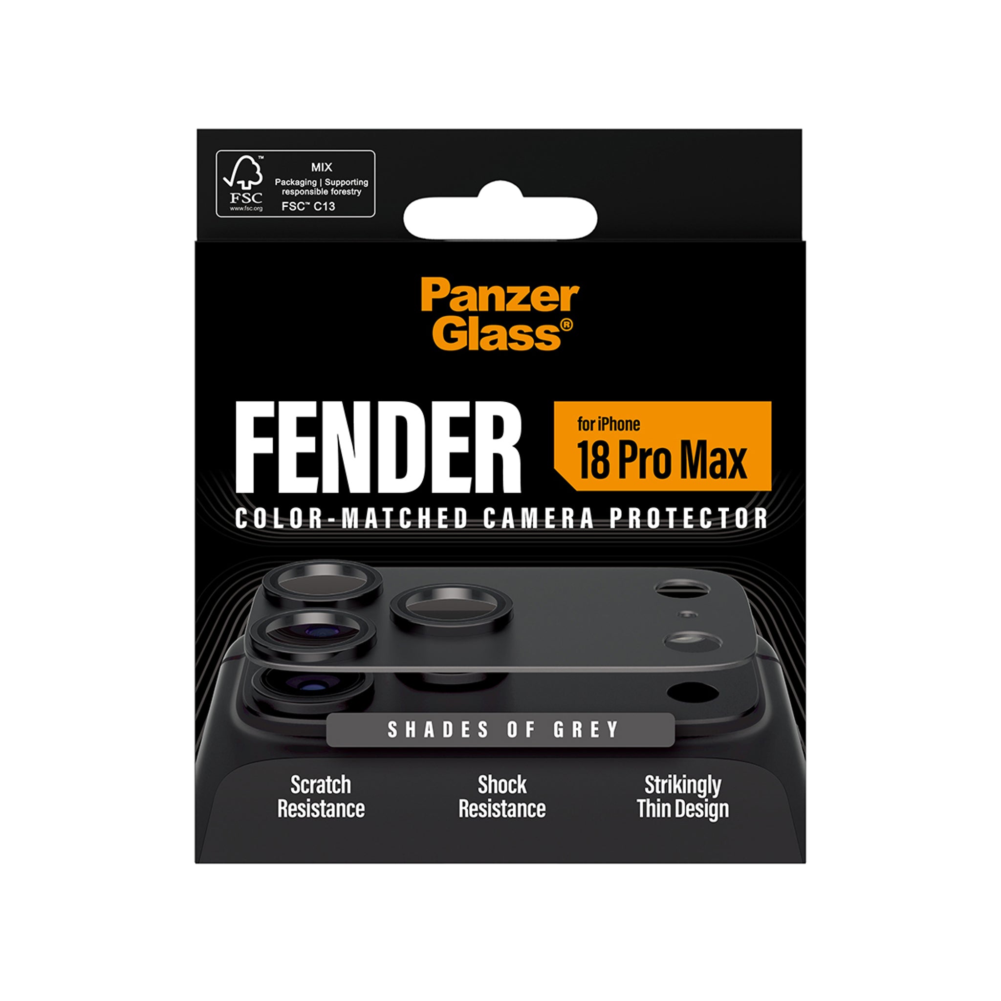 PanzerGlass® Fender Camera Protector Shades of Grey iPhone 18 Pro Max