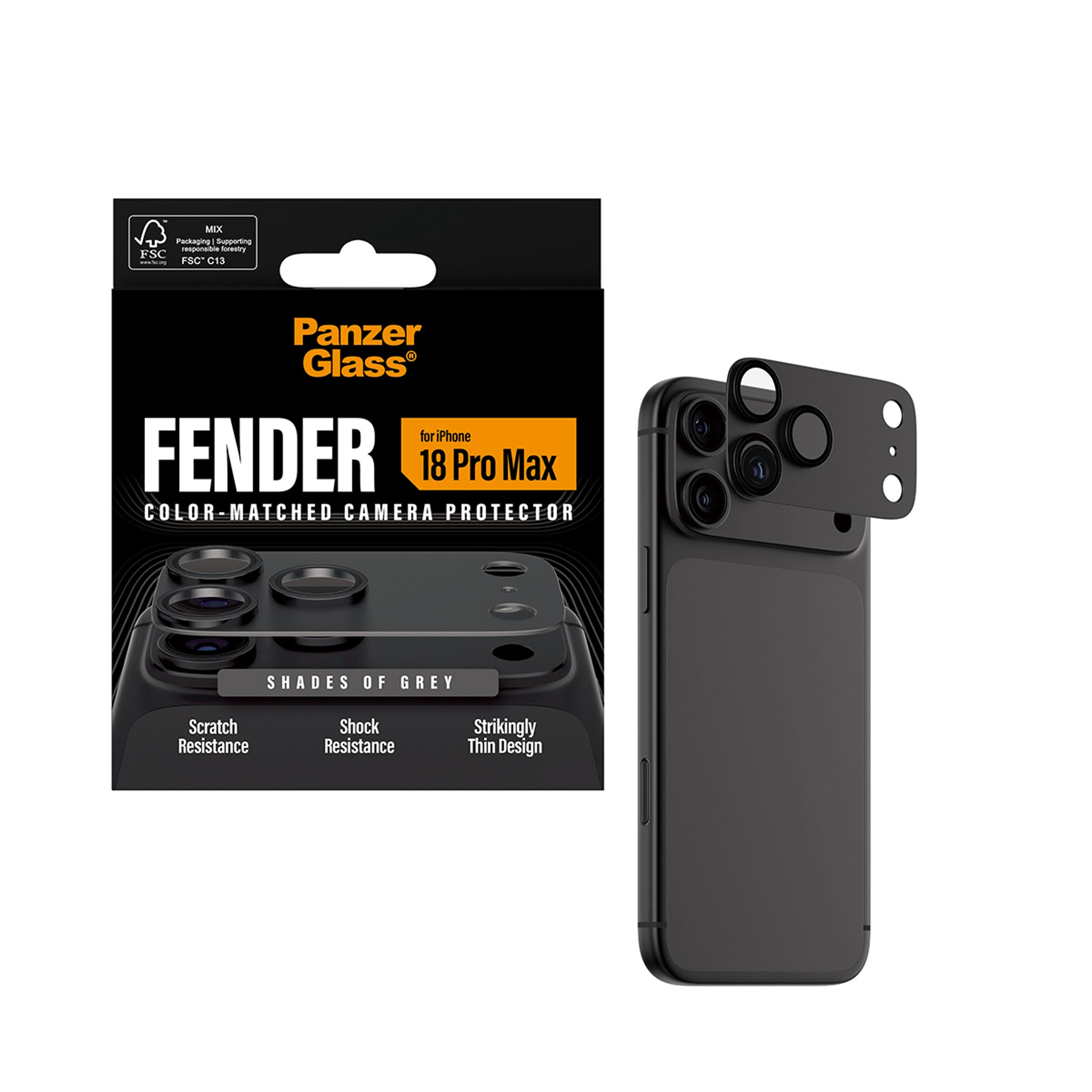 PanzerGlass® Fender Camera Protector Shades of Grey iPhone 18 Pro Max