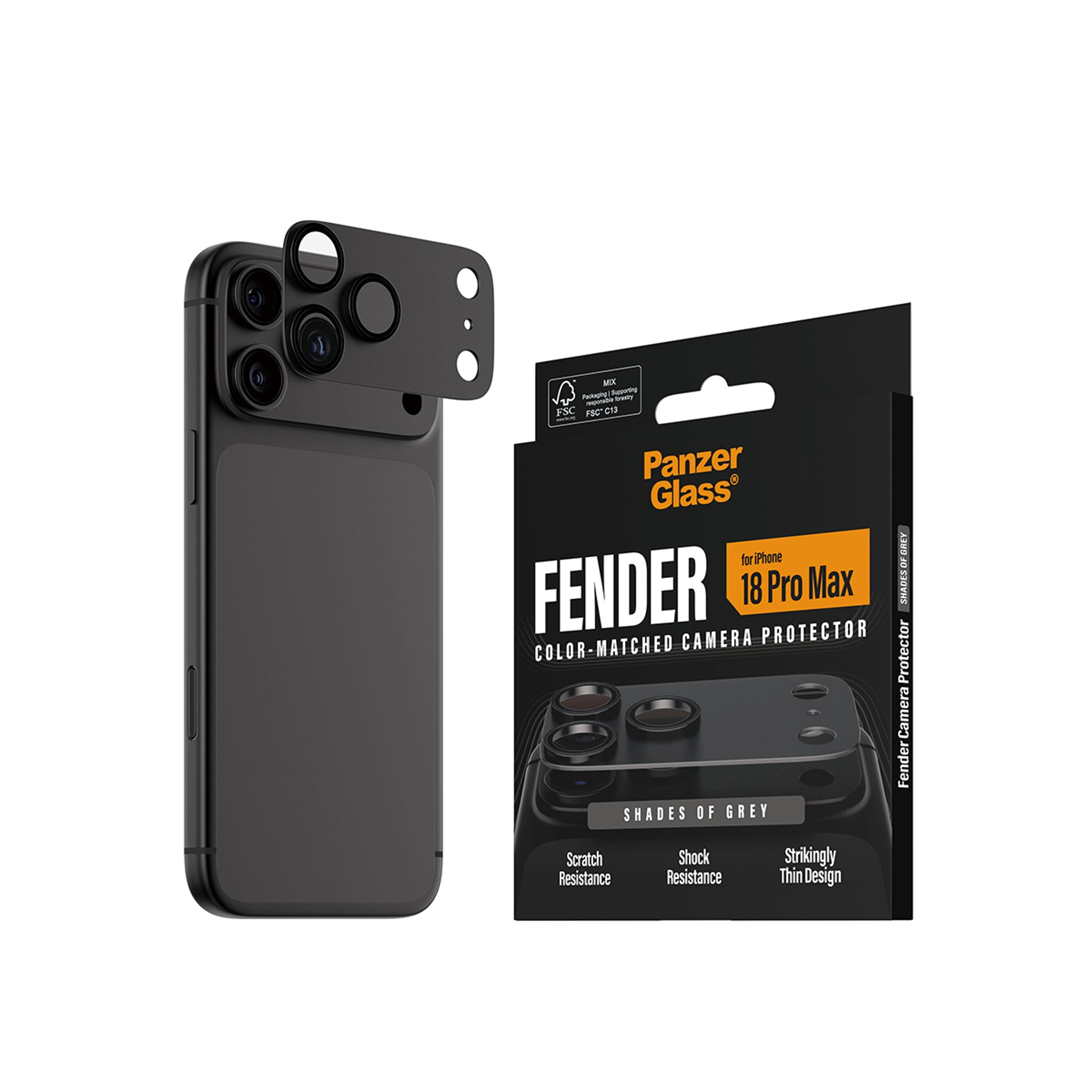 PanzerGlass® Fender Camera Protector Shades of Grey iPhone 18 Pro Max
