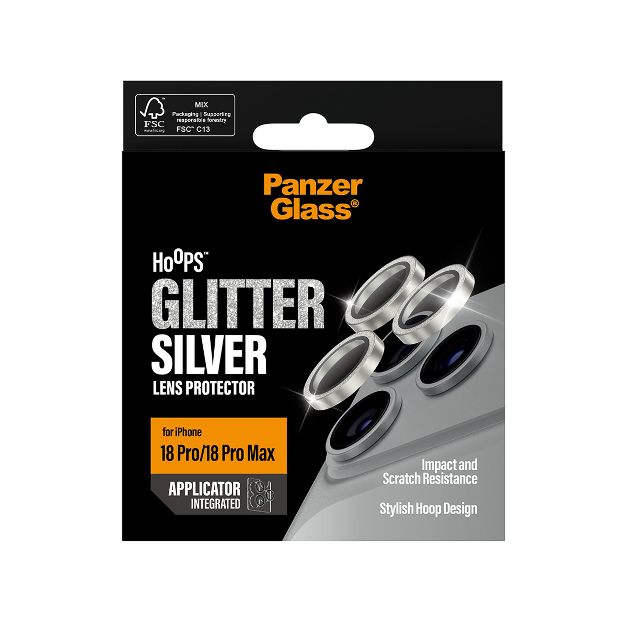 PanzerGlass® Hoops® Camera Lens Protector Glitter Silver iPhone 18 Pro | 18 Pro Max
