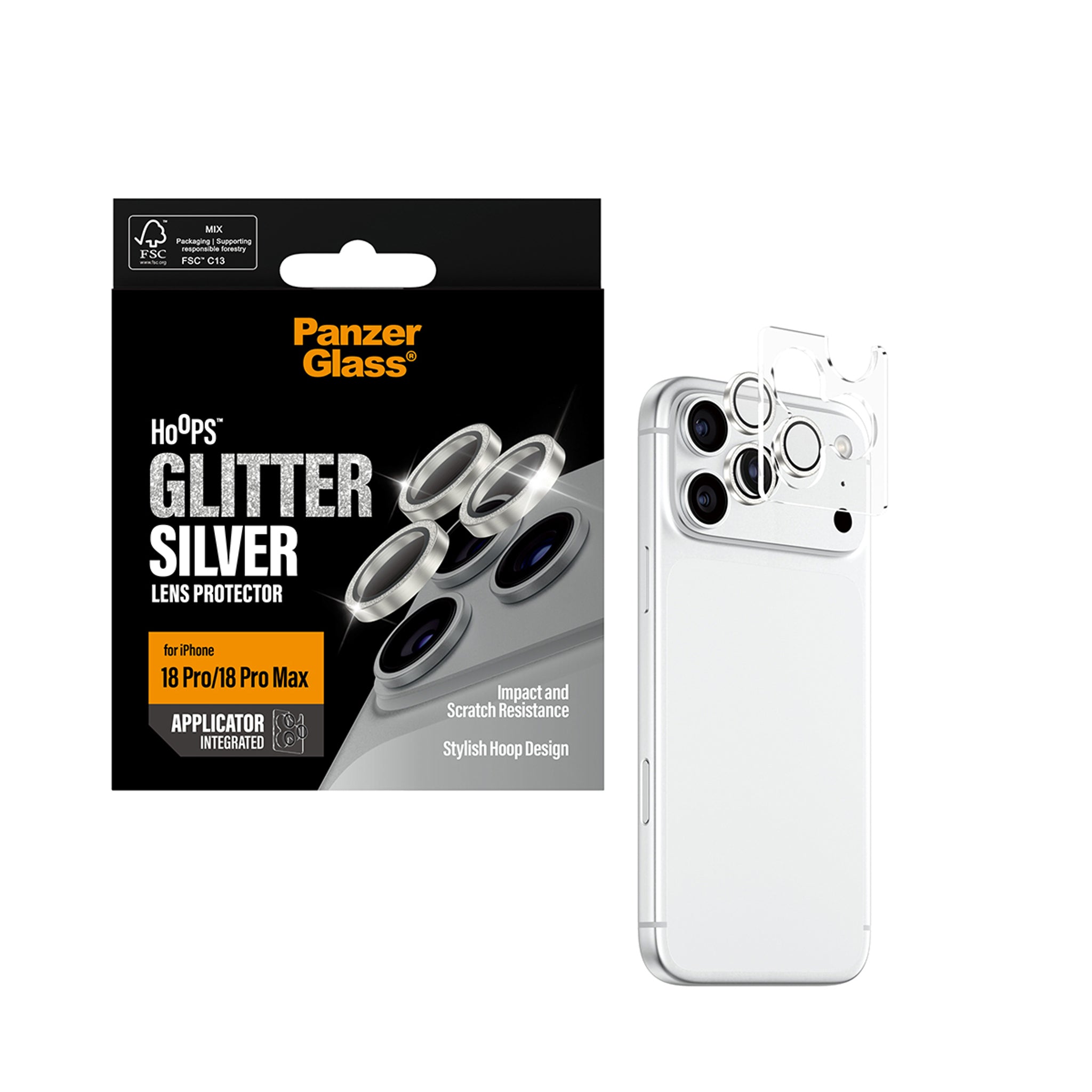 PanzerGlass® Hoops® Camera Lens Protector Glitter Silver iPhone 18 Pro | 18 Pro Max
