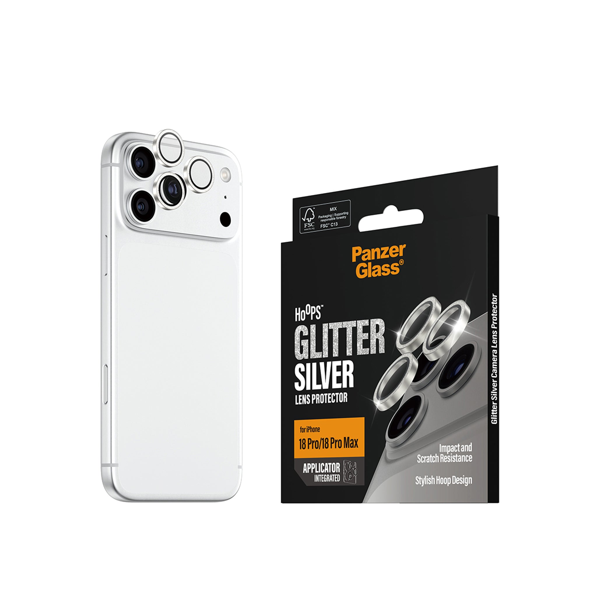PanzerGlass® Hoops® Camera Lens Protector Glitter Silver iPhone 18 Pro | 18 Pro Max