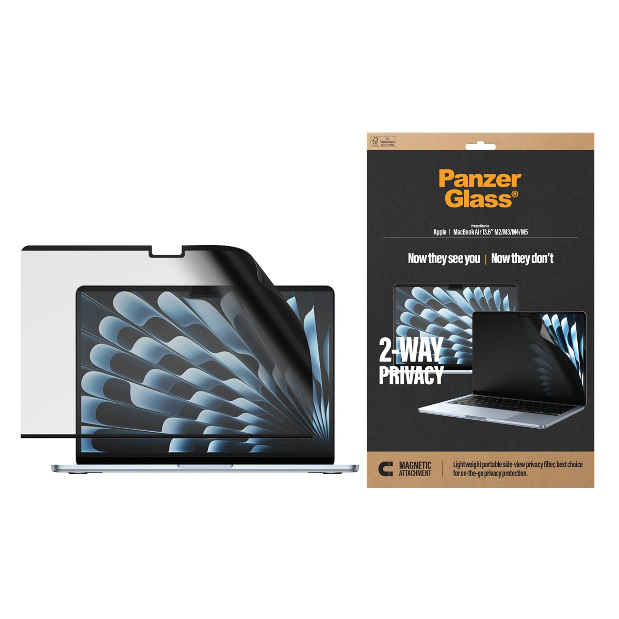 PanzerGlass® Magnetic 2-Way Privacy Film Screen Protector MacBook Air 13.6