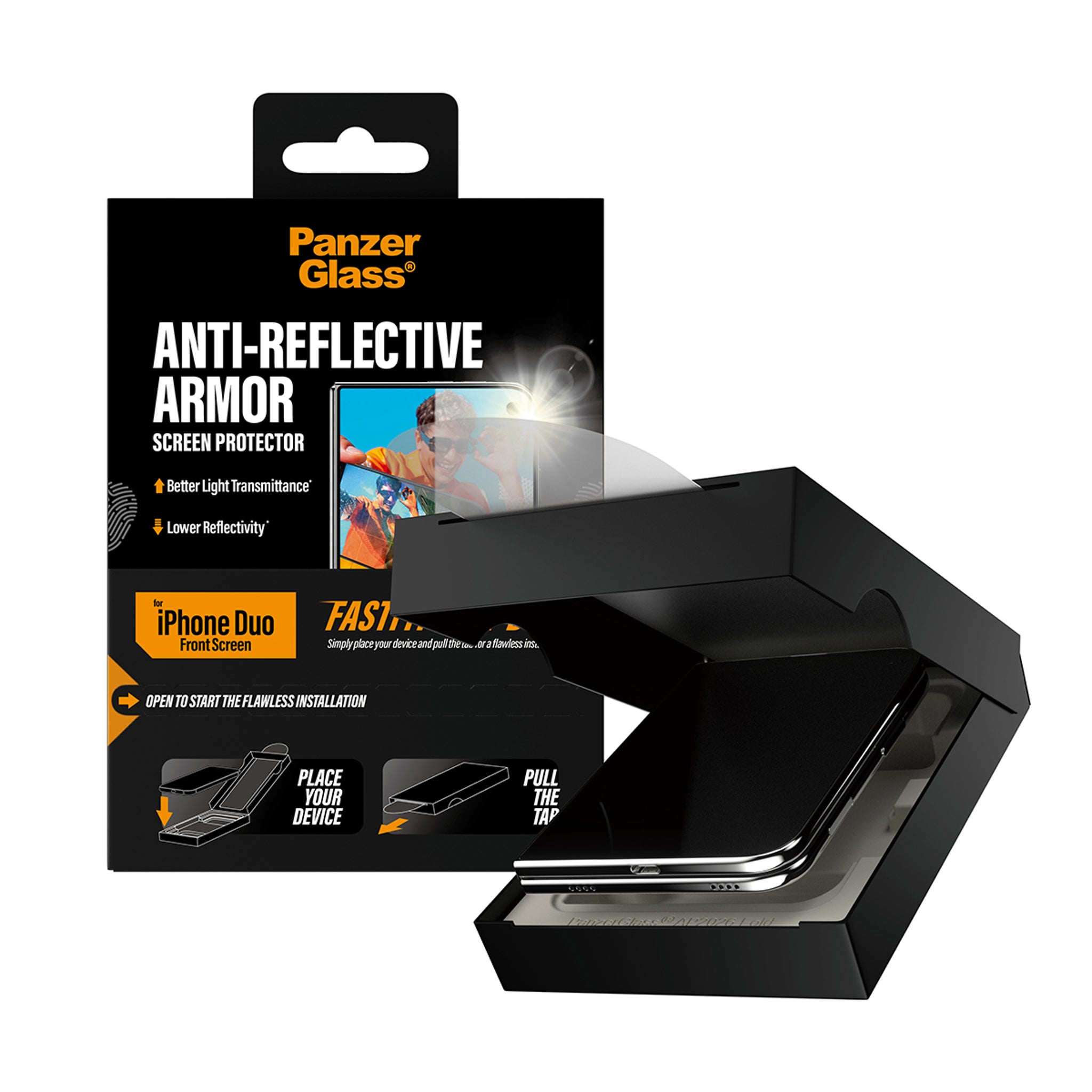 PanzerGlass® Anti-reflective Armor Front Screen Protector iPhone Duo | FRAME FIT w. FASTFIT IN-A-BOX