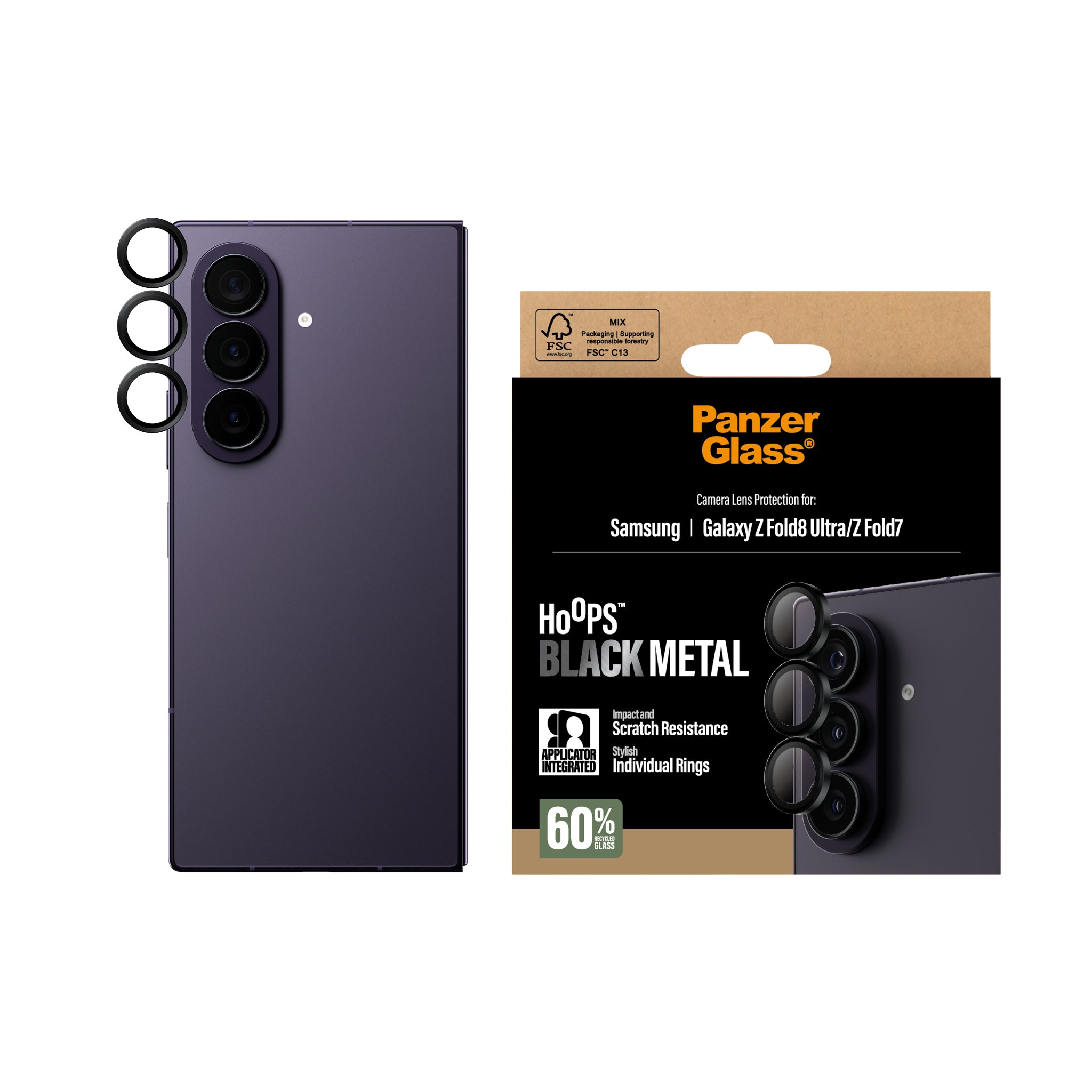 PanzerGlass® Hoops® Camera Lens Protector Black Samsung Galaxy Z Fold8 Ultra | Z Fold7