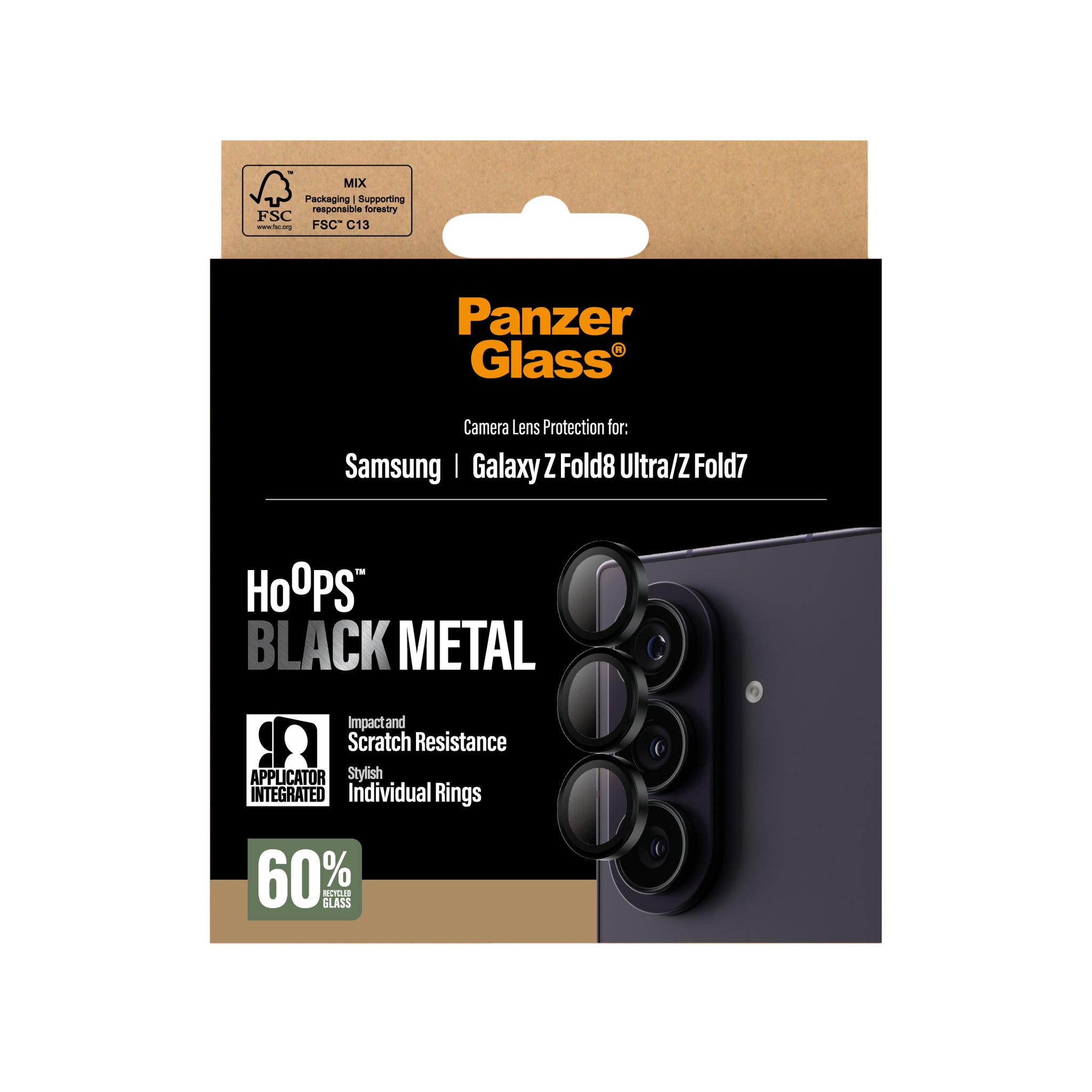PanzerGlass® Hoops® Camera Lens Protector Black Samsung Galaxy Z Fold8 Ultra | Z Fold7