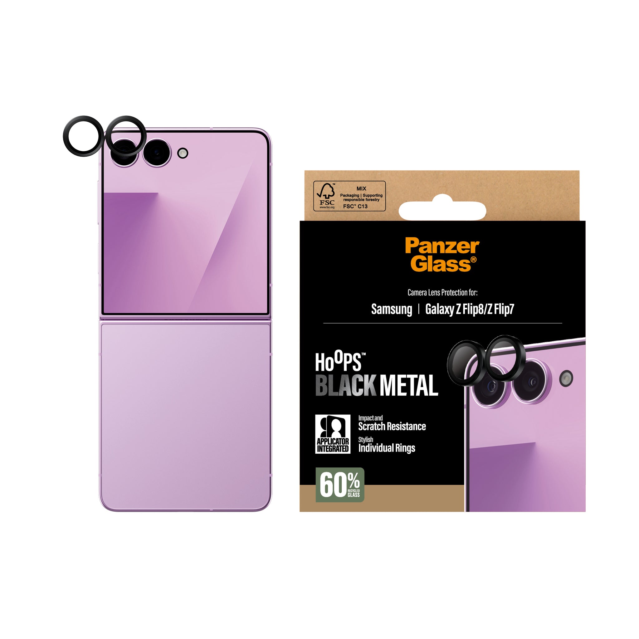PanzerGlass® Hoops® Camera Lens Protector Black Samsung Galaxy Z Flip8 | Flip 7