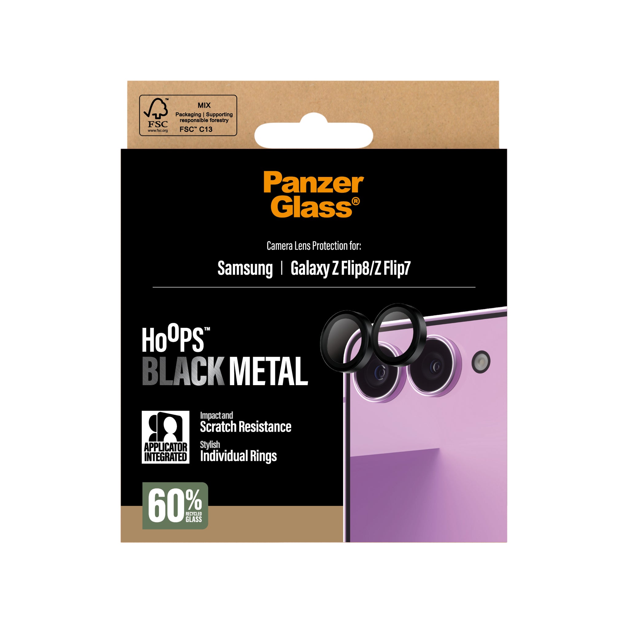 PanzerGlass® Hoops® Camera Lens Protector Black Samsung Galaxy Z Flip8 | Flip 7
