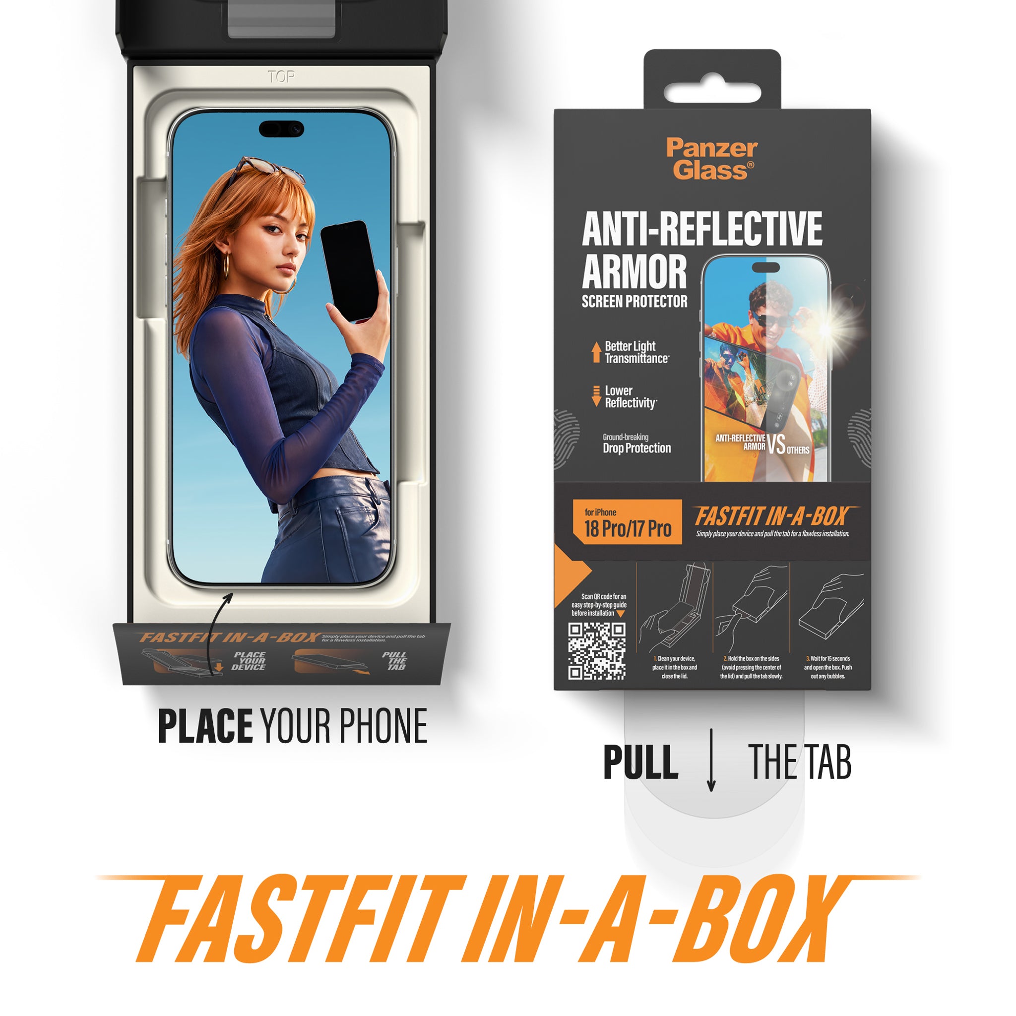 PanzerGlass® Anti-reflective Armor Screen Protector iPhone 18 Pro w. FASTFIT IN-A-BOX