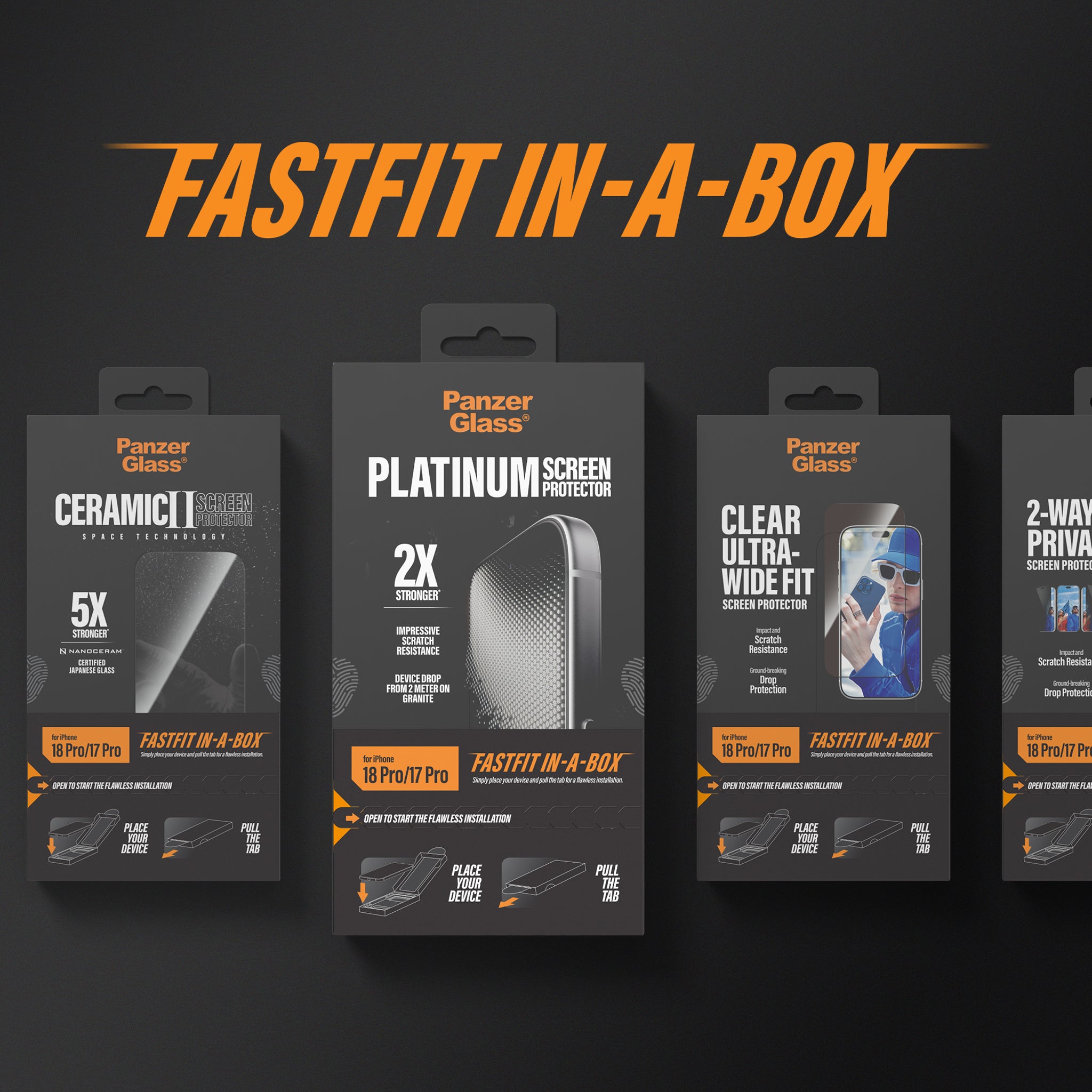 PanzerGlass® Anti-reflective Armor Screen Protector iPhone 18 Pro w. FASTFIT IN-A-BOX