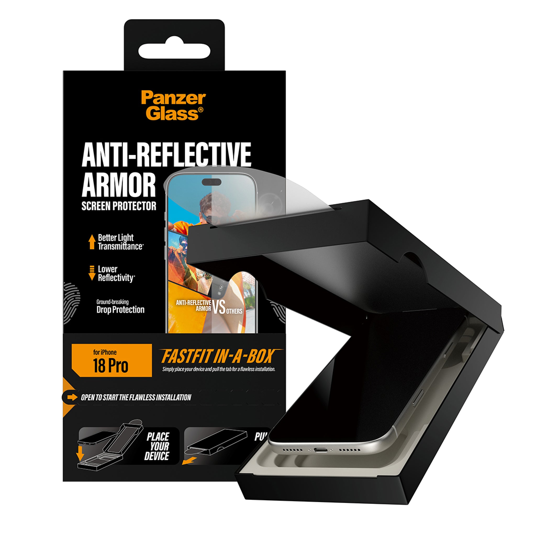 PanzerGlass® Anti-reflective Armor Screen Protector iPhone 18 Pro w. FASTFIT IN-A-BOX