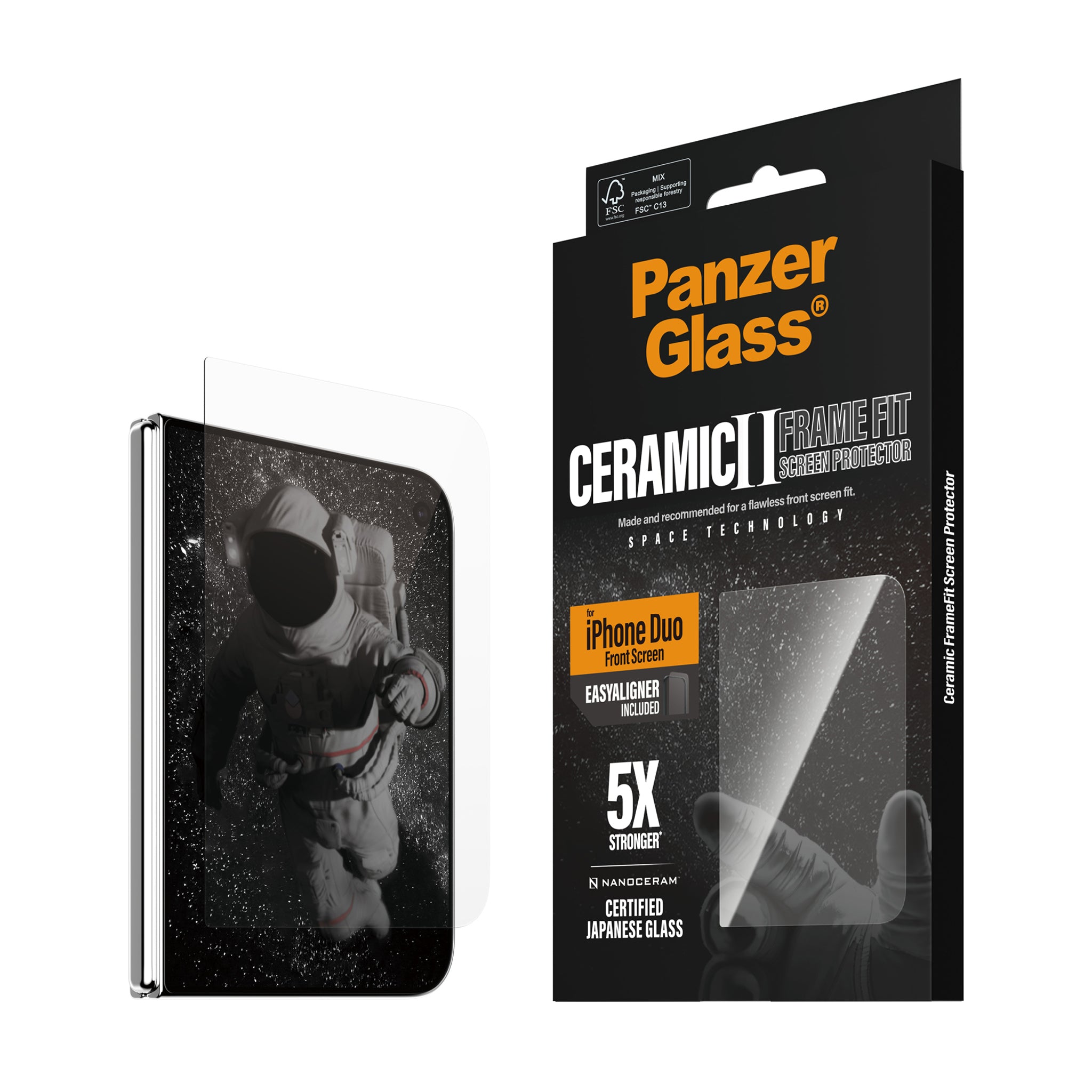 PanzerGlass® Ceramic Front Screen Protector iPhone Duo | FRAME FIT w. EasyAligner