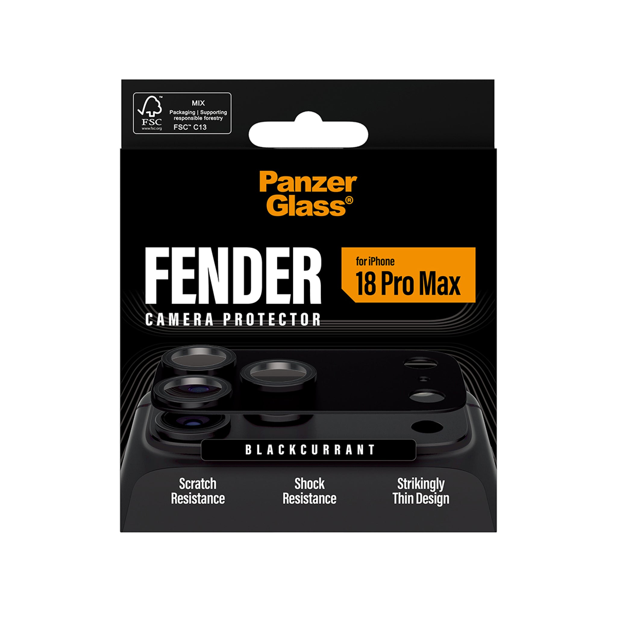PanzerGlass® Fender Camera Lens Protector Blackcurrant iPhone 18 Pro Max