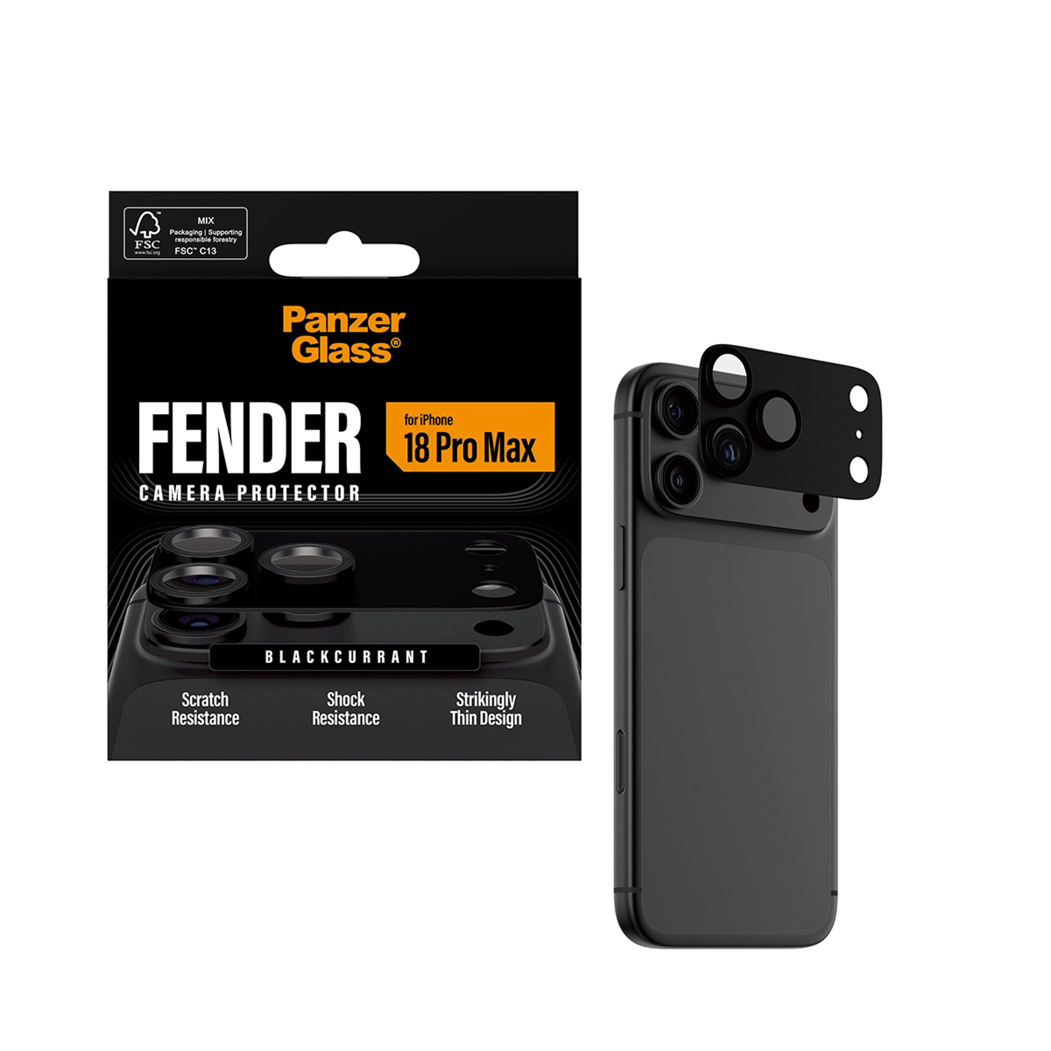 PanzerGlass® Fender Camera Lens Protector Blackcurrant iPhone 18 Pro Max