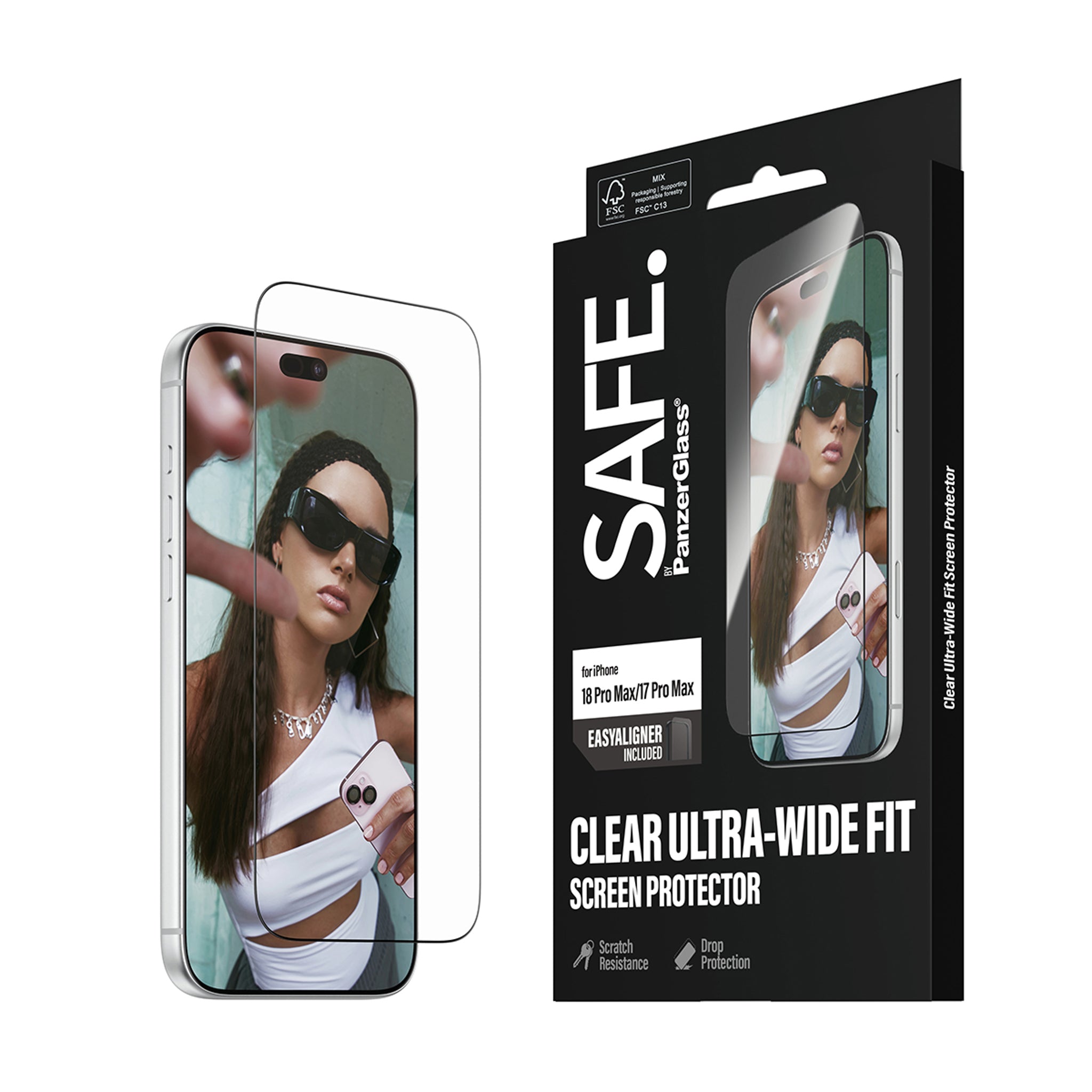 SAFE. by PanzerGlass® Screen Protector iPhone 18 Pro Max | 17 Pro Max | Ultra-Wide Fit m. EasyAligner