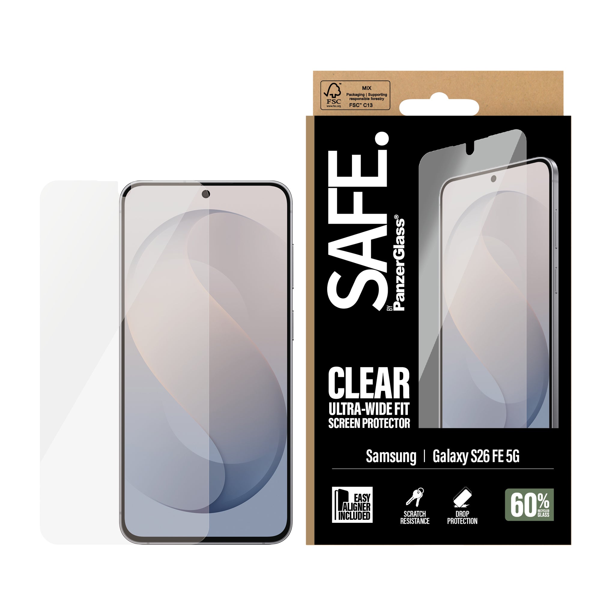 SAFE. by PanzerGlass® Samsung Galaxy S26 FE 5G | Ultra-Wide Fit w. EasyAligner
