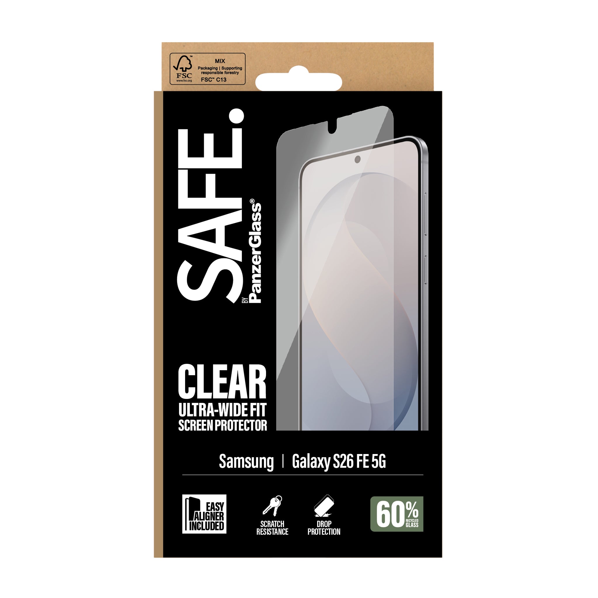 SAFE. by PanzerGlass® Samsung Galaxy S26 FE 5G | Ultra-Wide Fit w. EasyAligner