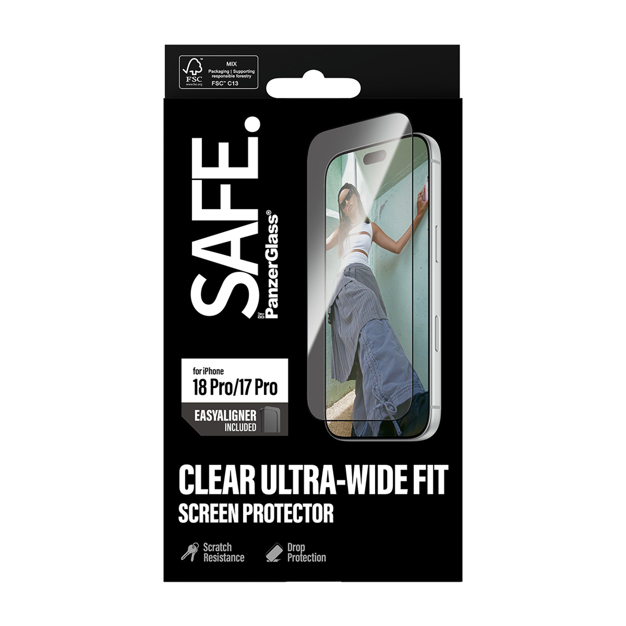 SAFE. by PanzerGlass® Screen Protector iPhone 18 Pro | 17 Pro | Ultra-Wide Fit w. EasyAligner