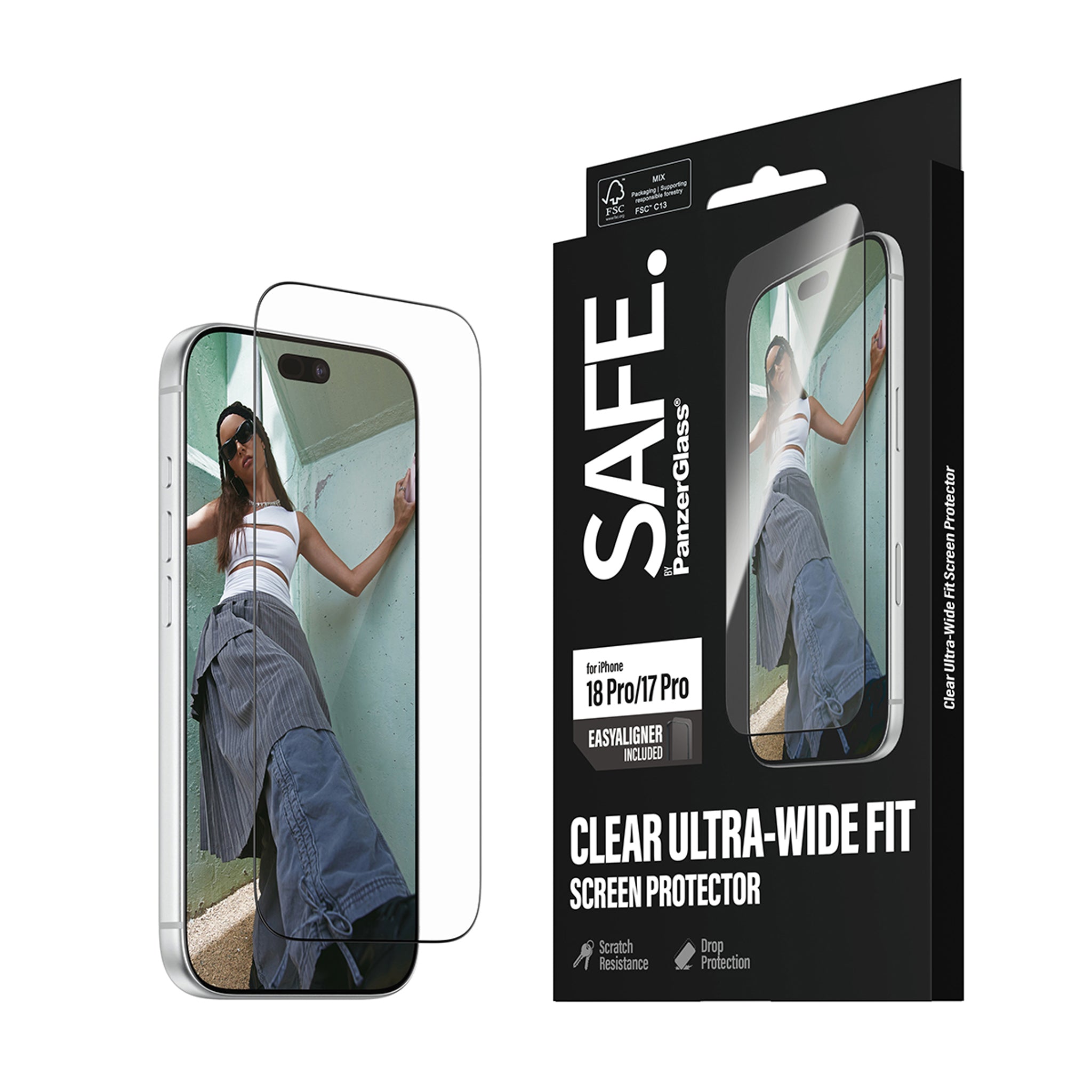 SAFE. by PanzerGlass® Screen Protector iPhone 18 Pro | 17 Pro | Ultra-Wide Fit w. EasyAligner