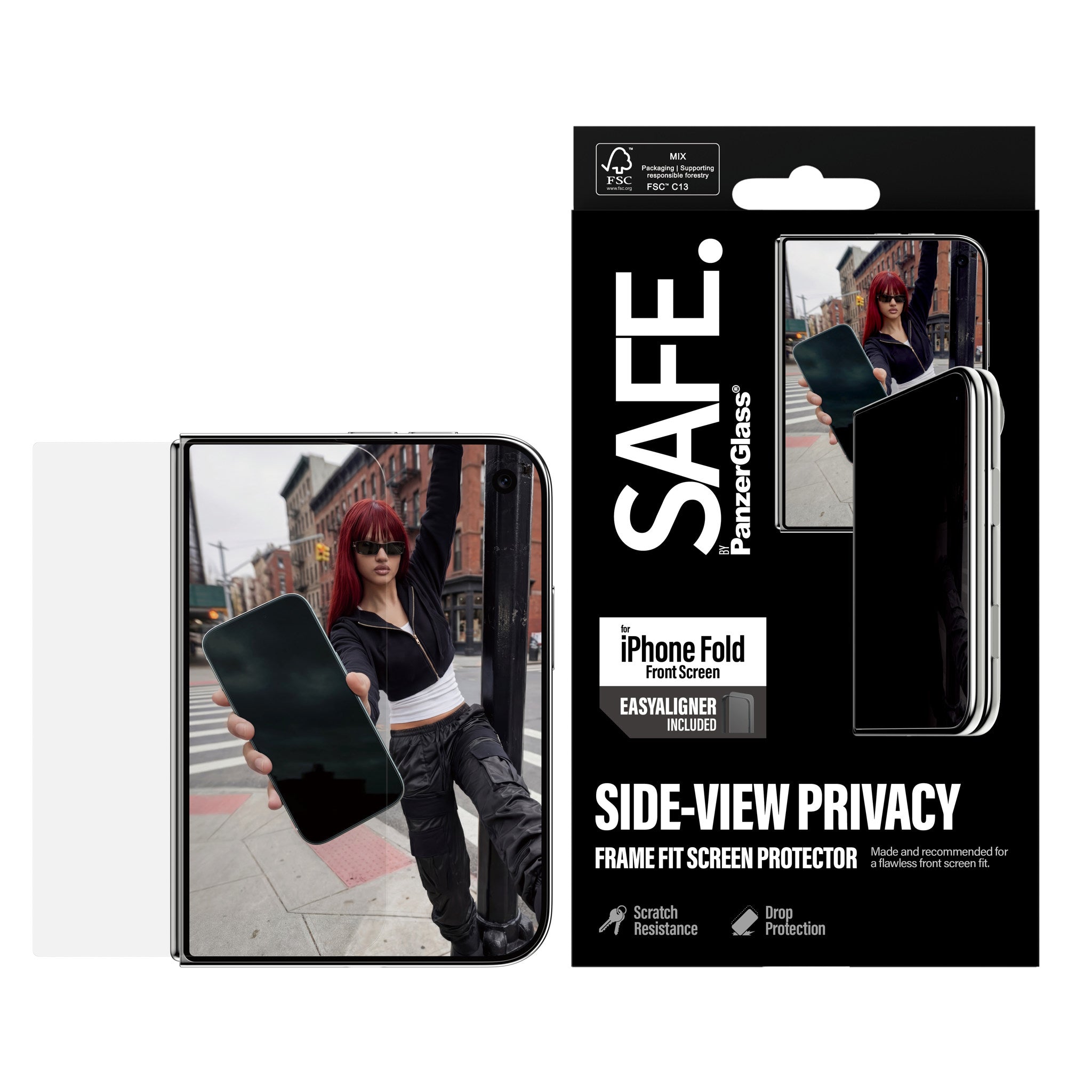 SAFE. by PanzerGlass® 2-Way Privacy Front Screen Protector iPhone 2026 Fold | FRAME FIT w. EasyAligner