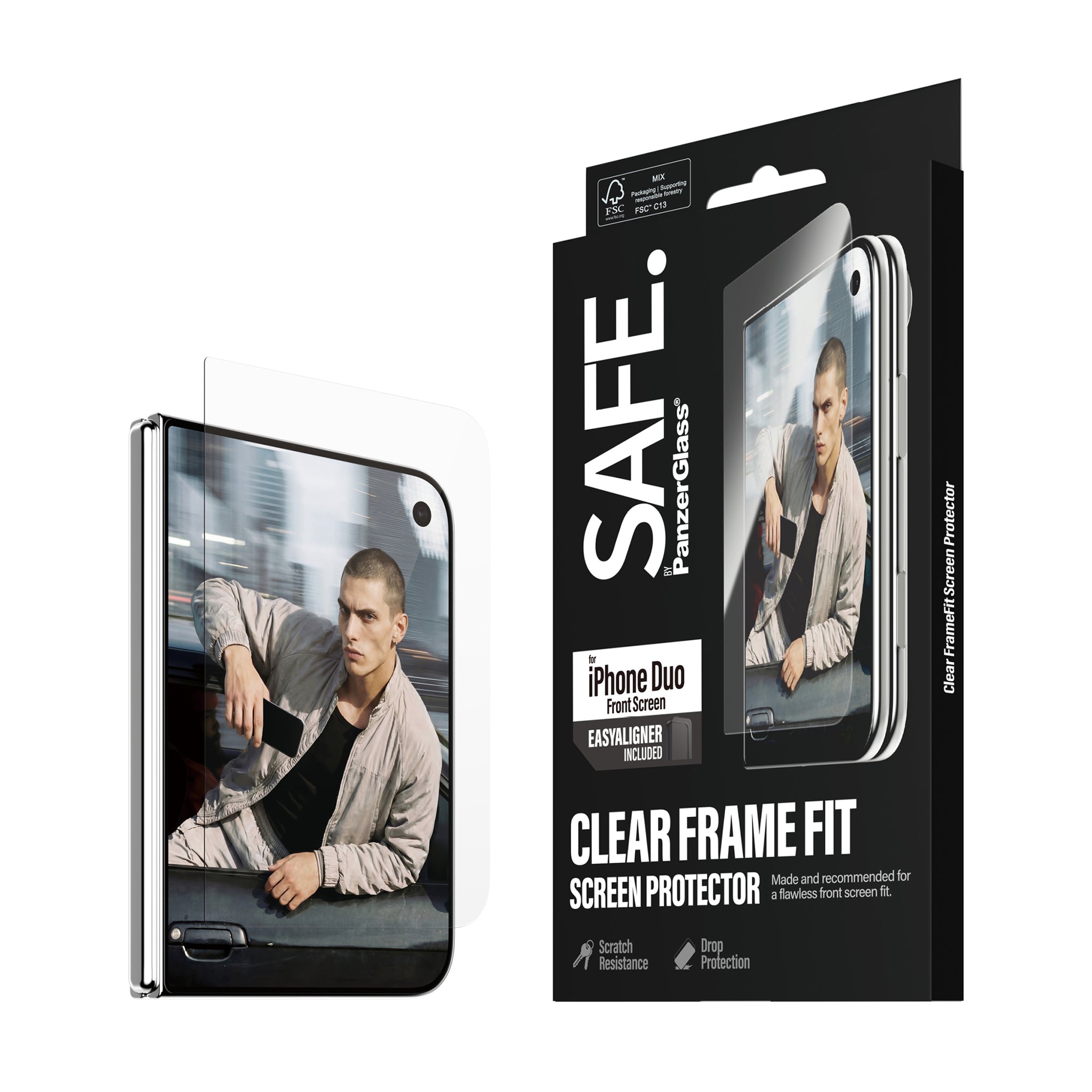SAFE. by PanzerGlass® 2-Way Privacy Front Screen Protector iPhone Duo | FRAME FIT w. EasyAligner