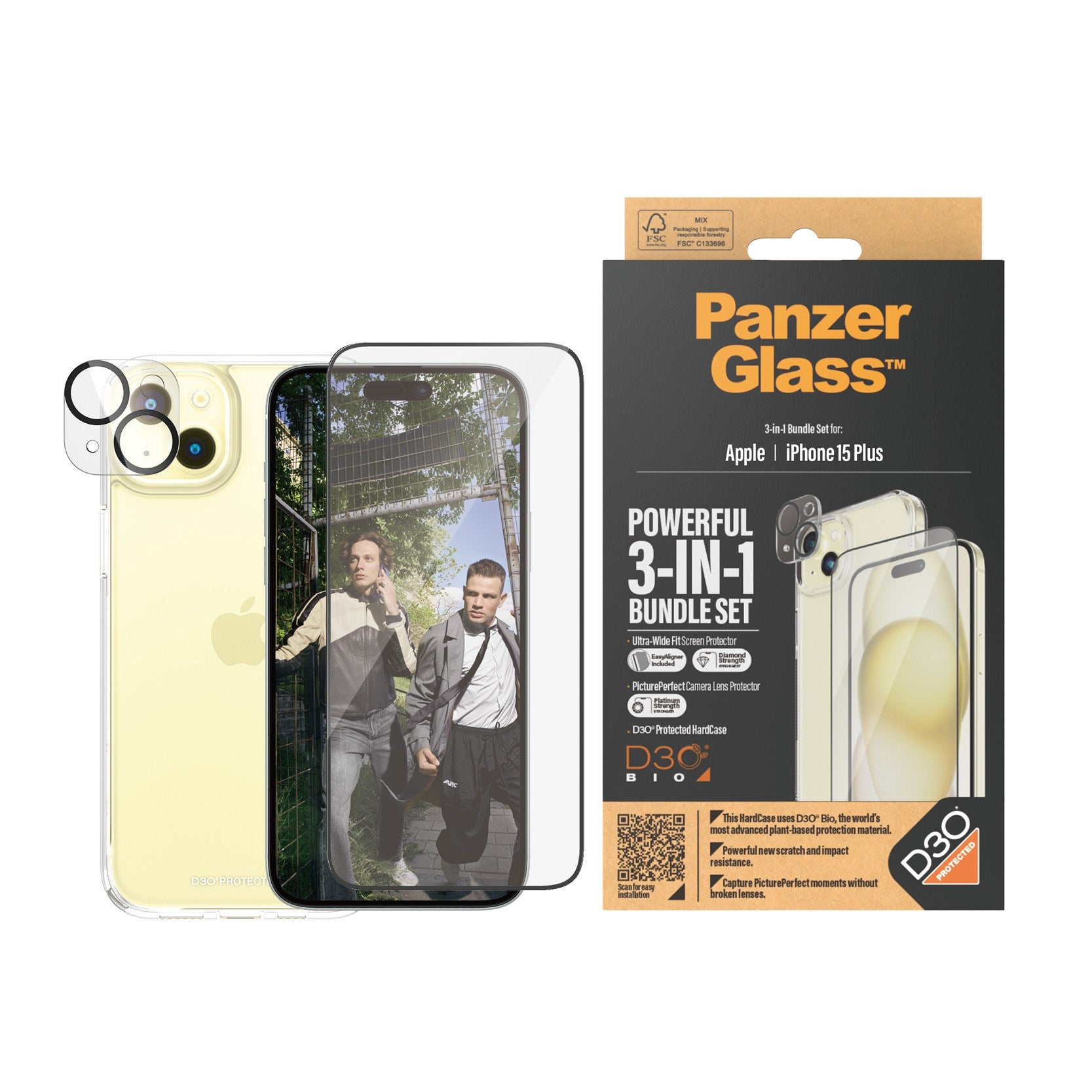 PanzerGlass® 3-in-1 Pack iPhone 15 Plus