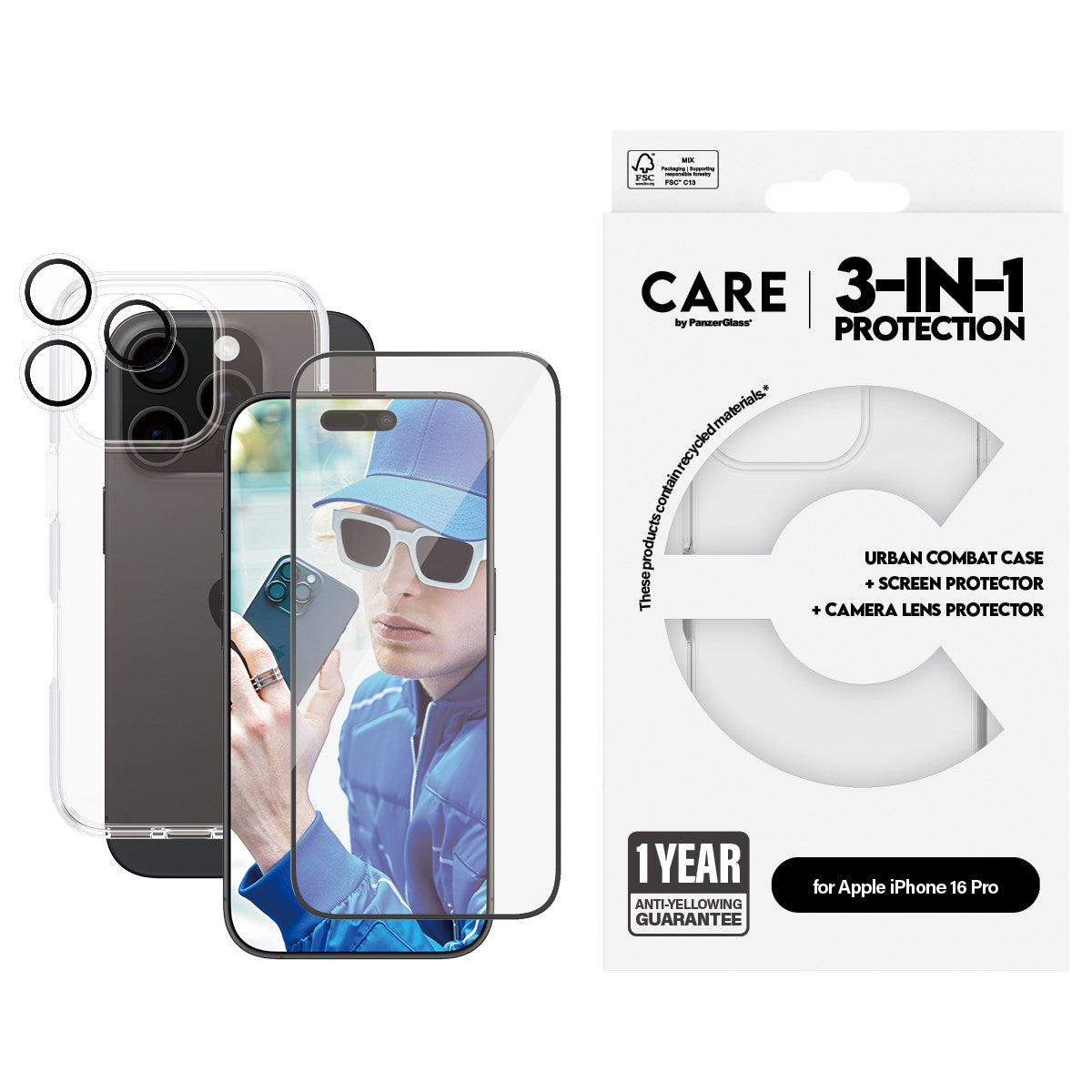 CARE by PanzerGlass® Flagship 3-in-1 Bundle iPhone 16 Pro