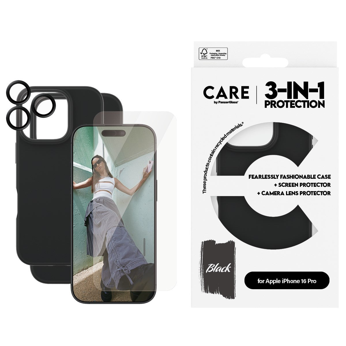 CARE by PanzerGlass® Fashion 3-in-1 Bundle iPhone 16 Pro