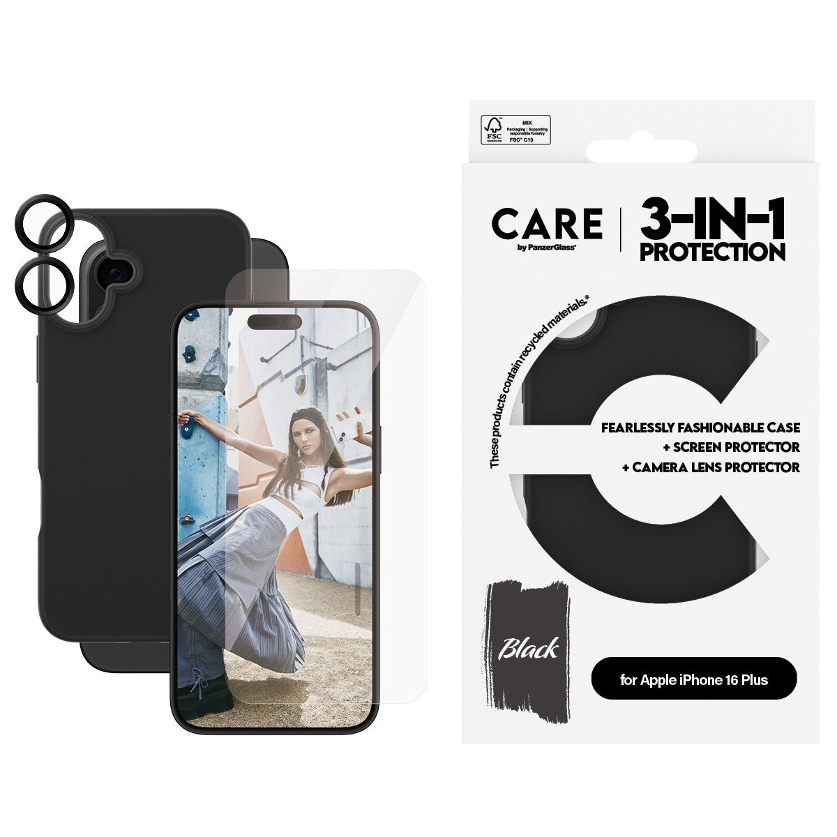 CARE by PanzerGlass® Fashion 3-in-1 Bundle iPhone 16 Plus