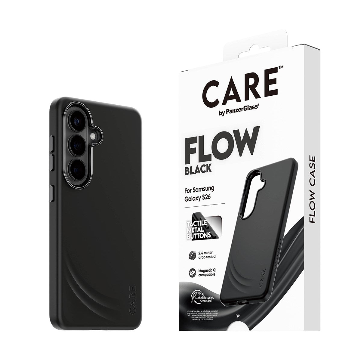 CARE™ by PanzerGlass® Flow Case Black w. Qi Samsung Galaxy S26