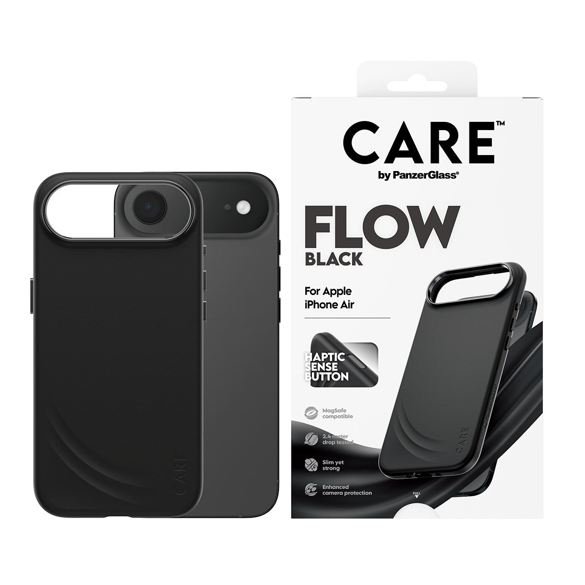 CARE™ by PanzerGlass® Flow Case Black w. Haptic Button & MagSafe iPhone Air