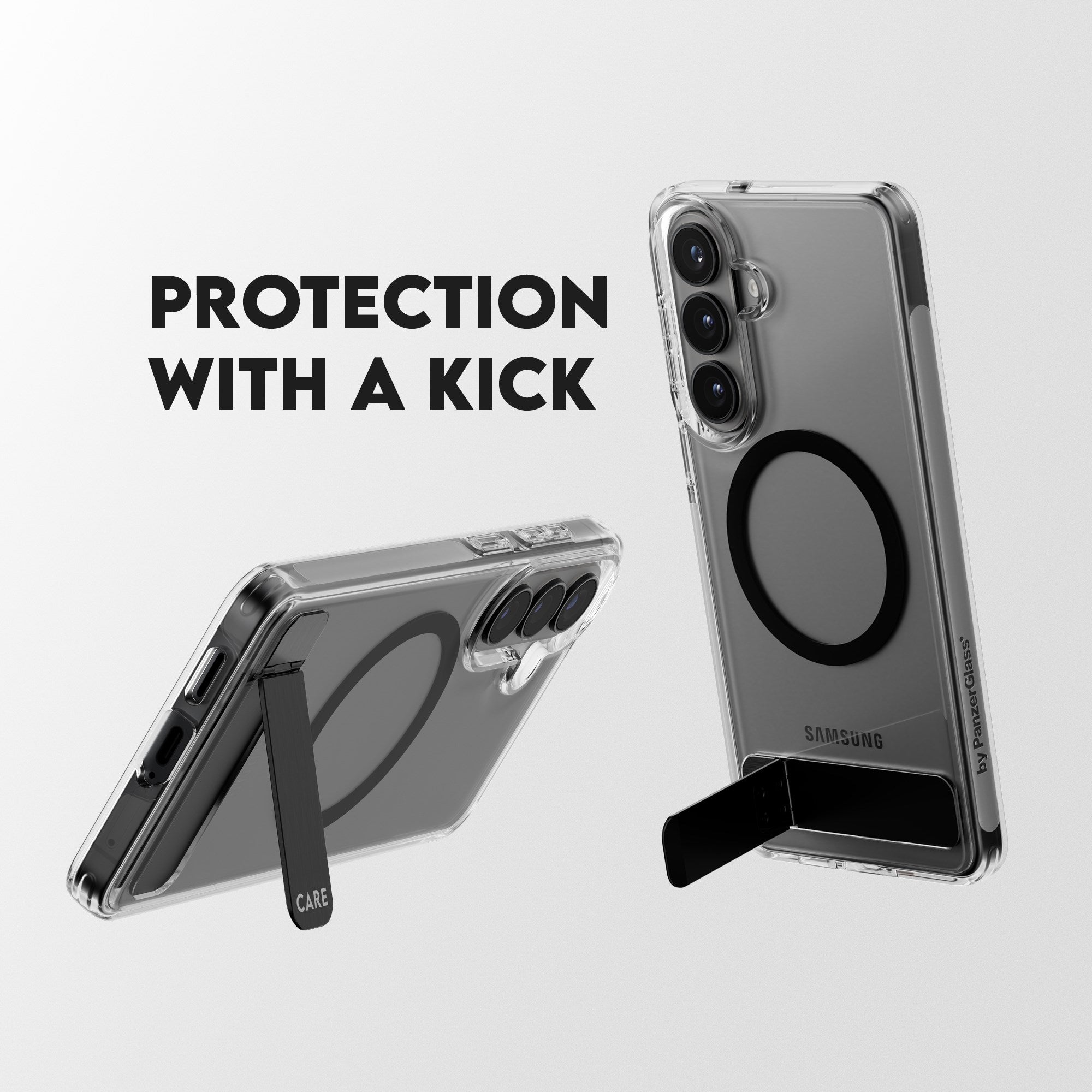 CARE™ by PanzerGlass® Case Transparent w. Black Kickstand & Qi Samsung Galaxy S26+