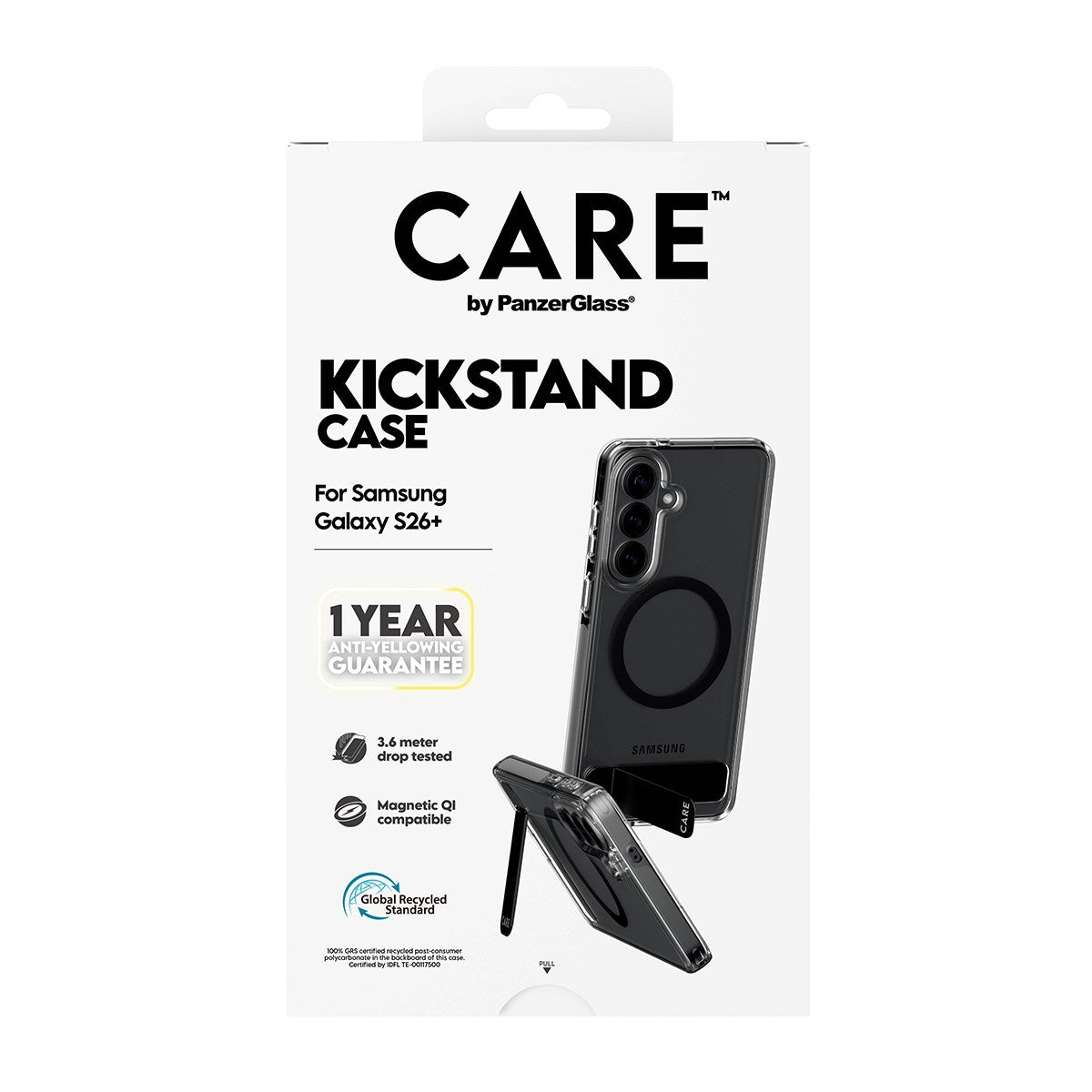 CARE™ by PanzerGlass® Case Transparent w. Black Kickstand & Qi Samsung Galaxy S26+