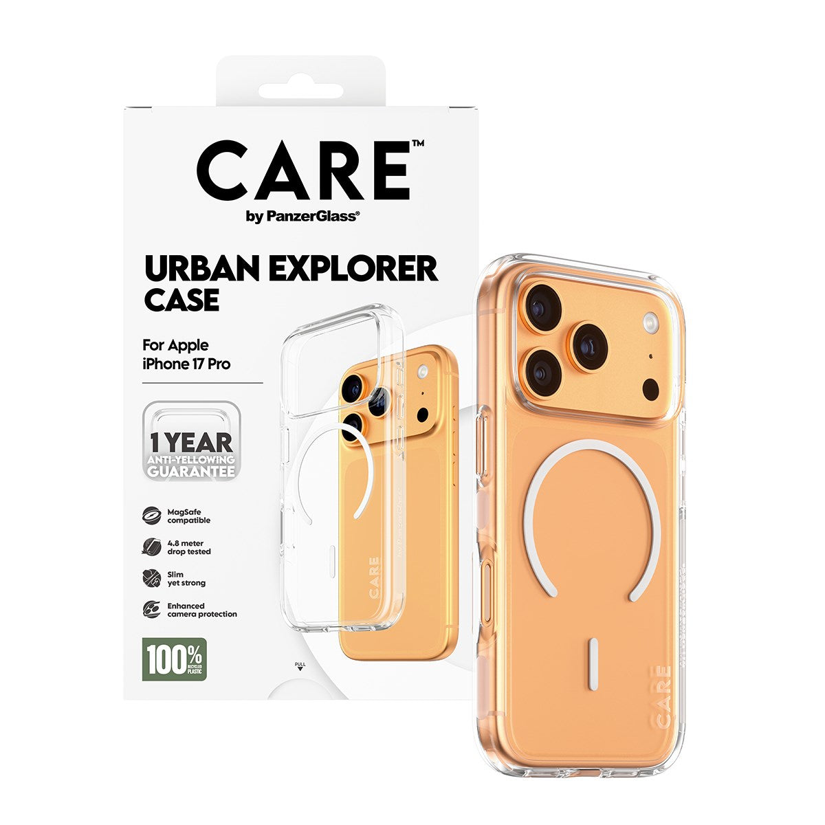 CARE™ by PanzerGlass® Urban Explorer Case Transparent w. White MagSafe iPhone 17 Pro