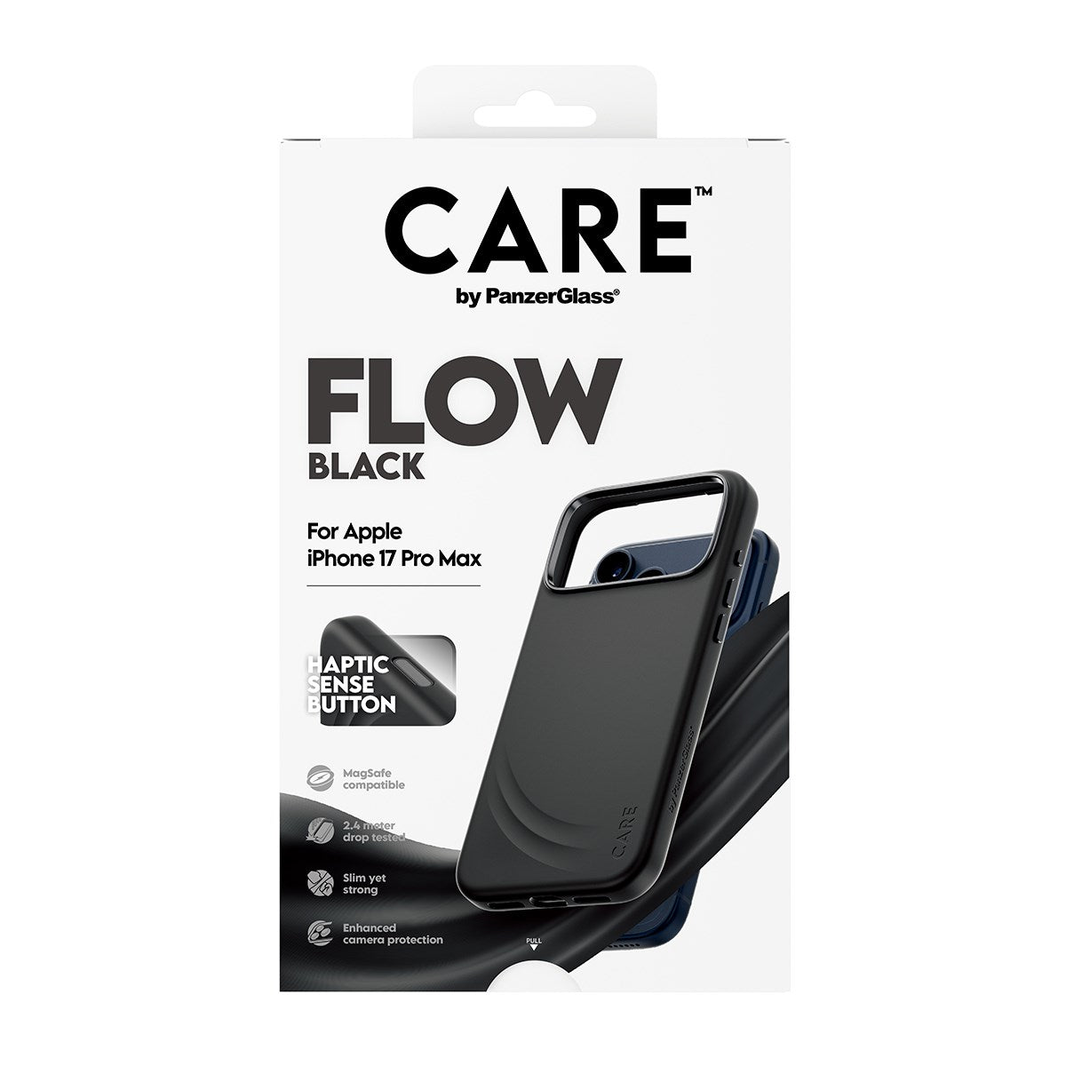CARE™ by PanzerGlass® Flow Case Black w. Haptic Button & MagSafe iPhone 17 Pro Max