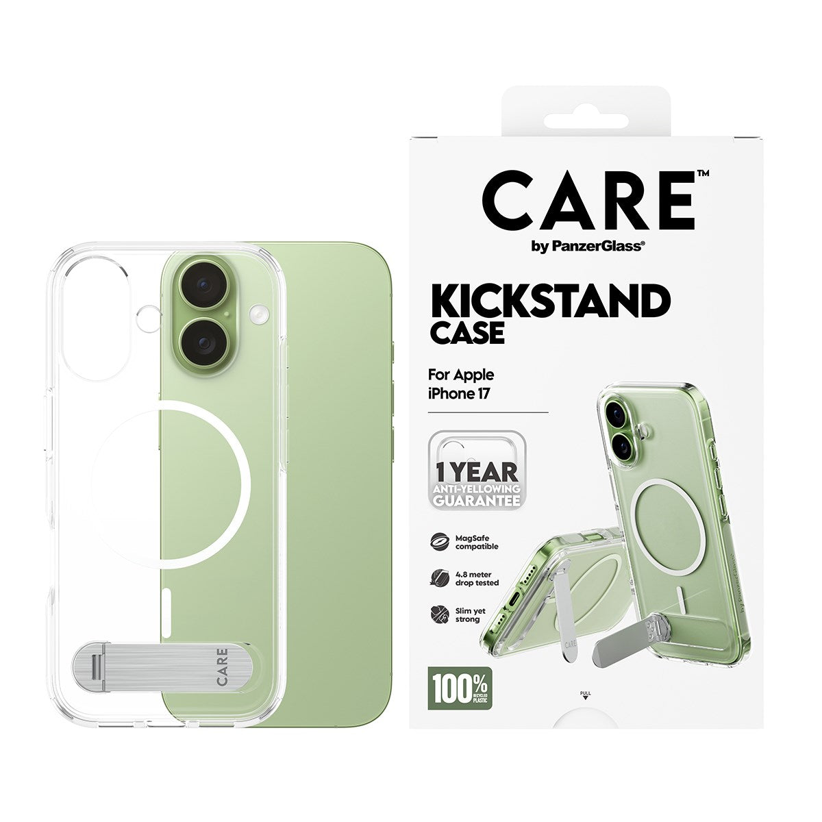 CARE by PanzerGlass® Feature Case Transparent w. Kickstand & MagSafe iPhone 17