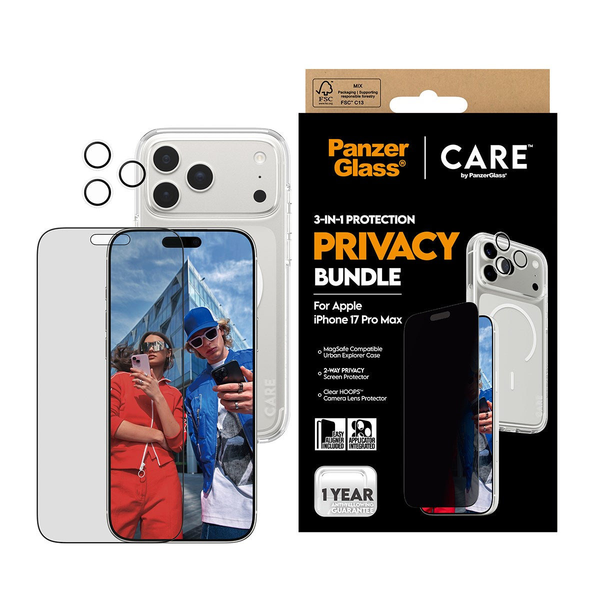 PanzerGlass® | CARE by PanzerGlass® 3-in-1 Flagship Privacy Bundle iPhone 17 Pro Max