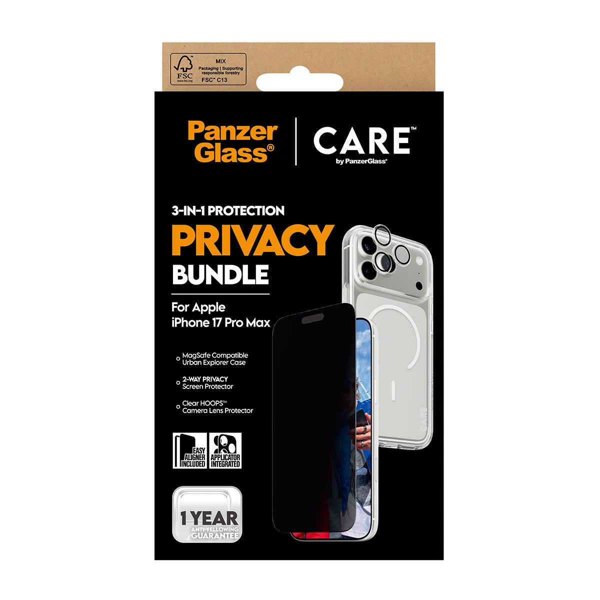 PanzerGlass® | CARE by PanzerGlass® 3-in-1 Flagship Privacy Bundle iPhone 17 Pro Max