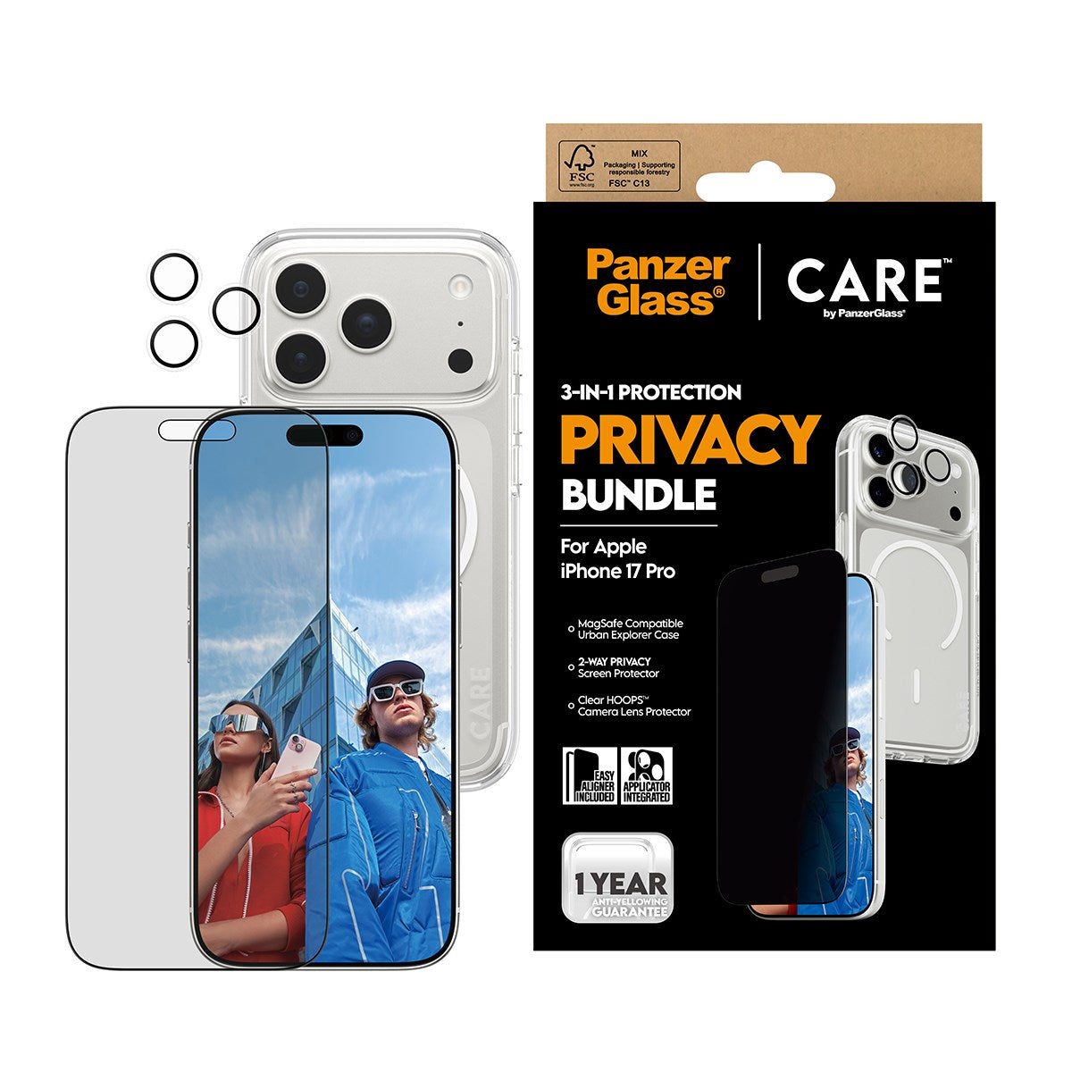 PanzerGlass® | CARE™ by PanzerGlass® 3-in-1 Privacy Bundle iPhone 17 Pro