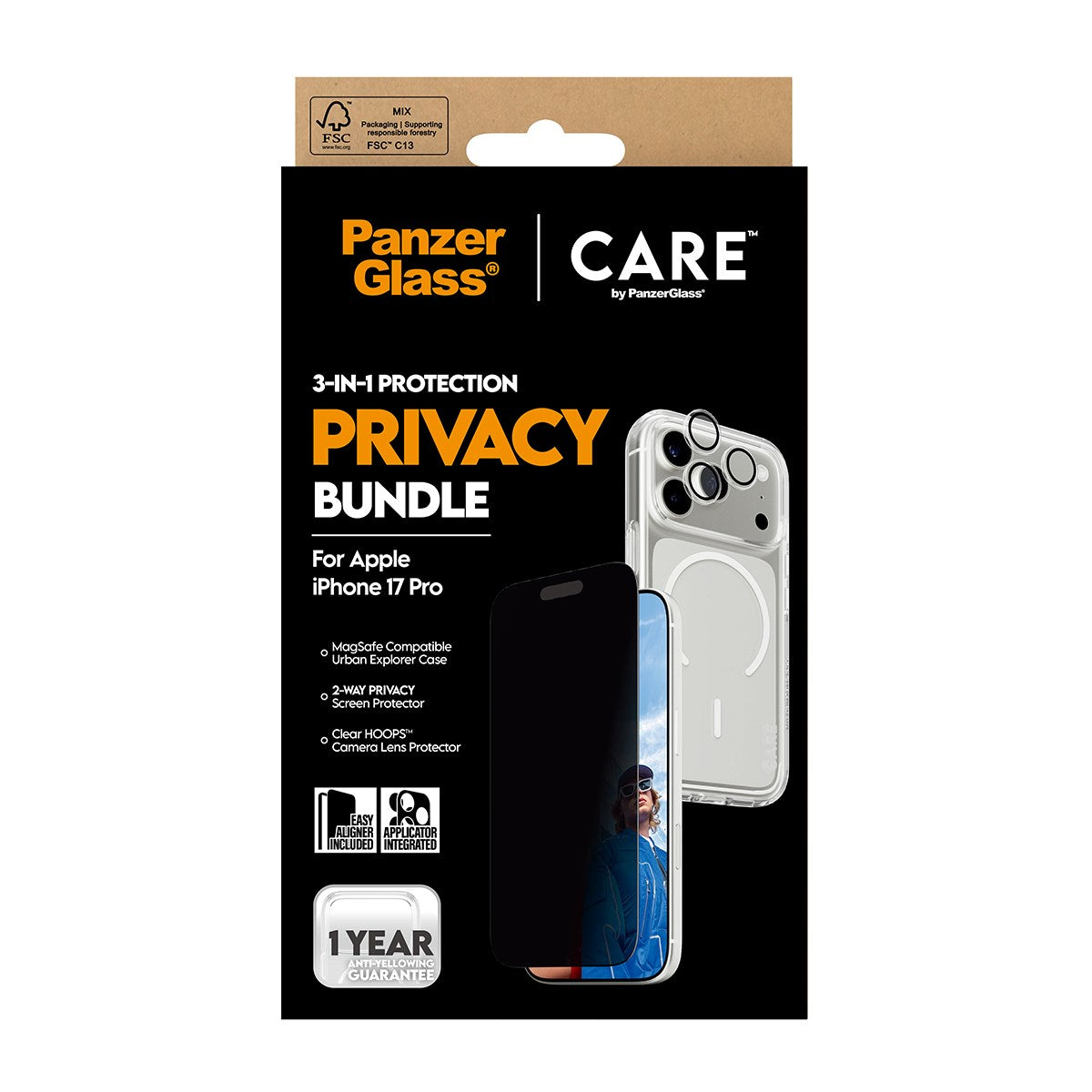 PanzerGlass® | CARE™ by PanzerGlass® 3-in-1 Privacy Bundle iPhone 17 Pro