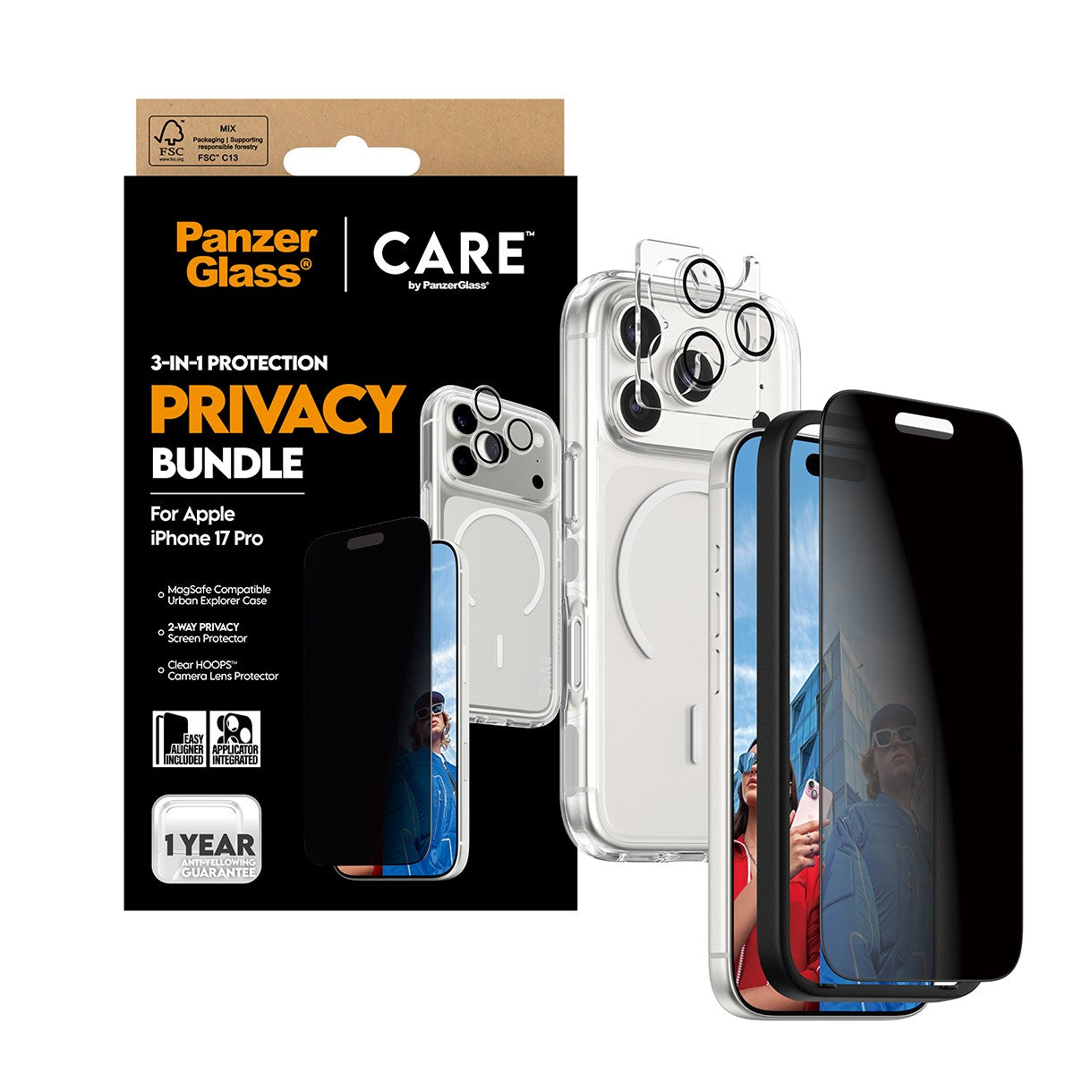 PanzerGlass® | CARE™ by PanzerGlass® 3-in-1 Privacy Bundle iPhone 17 Pro