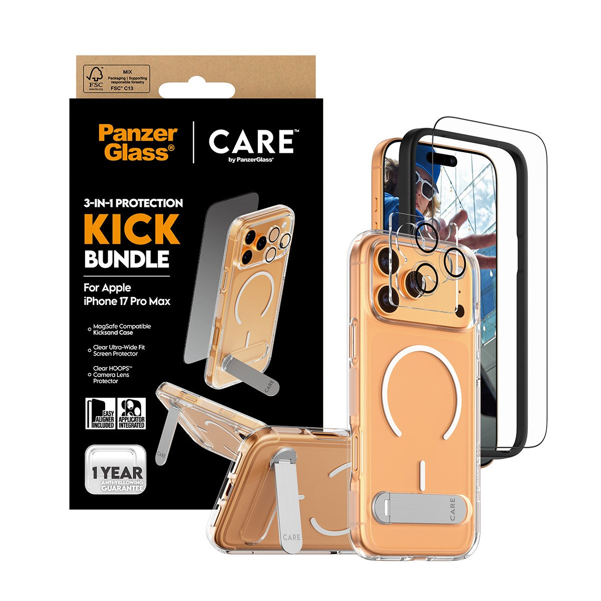 PanzerGlass® | CARE™ by PanzerGlass® 3-in-1 Kick Bundle iPhone 17 Pro Max