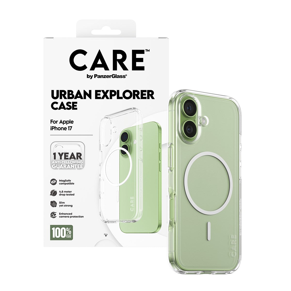 CARE™ by PanzerGlass® Urban Explorer Case Transparent w. White MagSafe iPhone 17