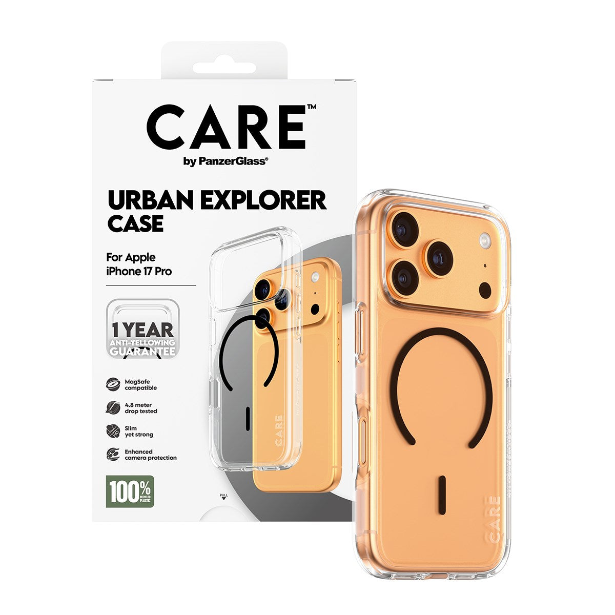 CARE™ by PanzerGlass® Urban Explorer Case Transparent w. Black MagSafe iPhone 17 Pro