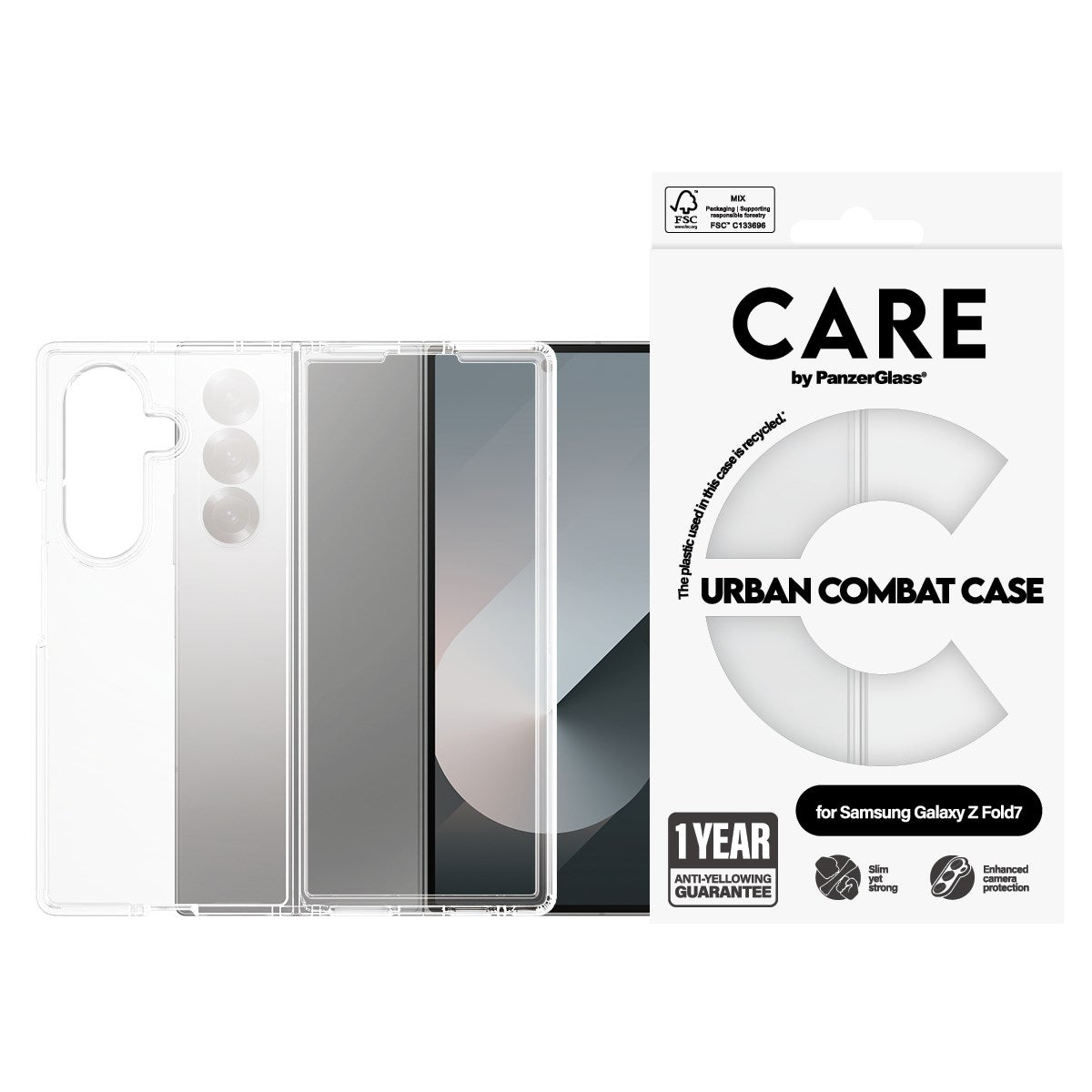 CARE by PanzerGlass® Flagship Case Transparent Urban Combat w. Clear Frame Samsung Galaxy Z Fold7
