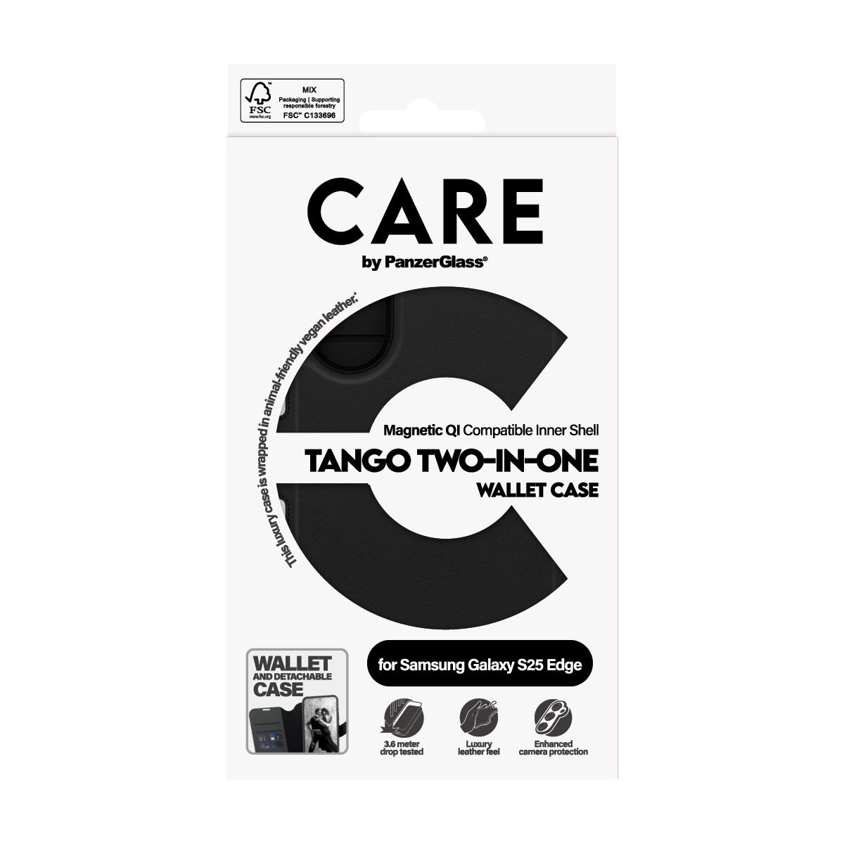 CARE by PanzerGlass® Feature Case Tango Two-in-One Wallet w. Qi-Compatible Samsung S25 Edge